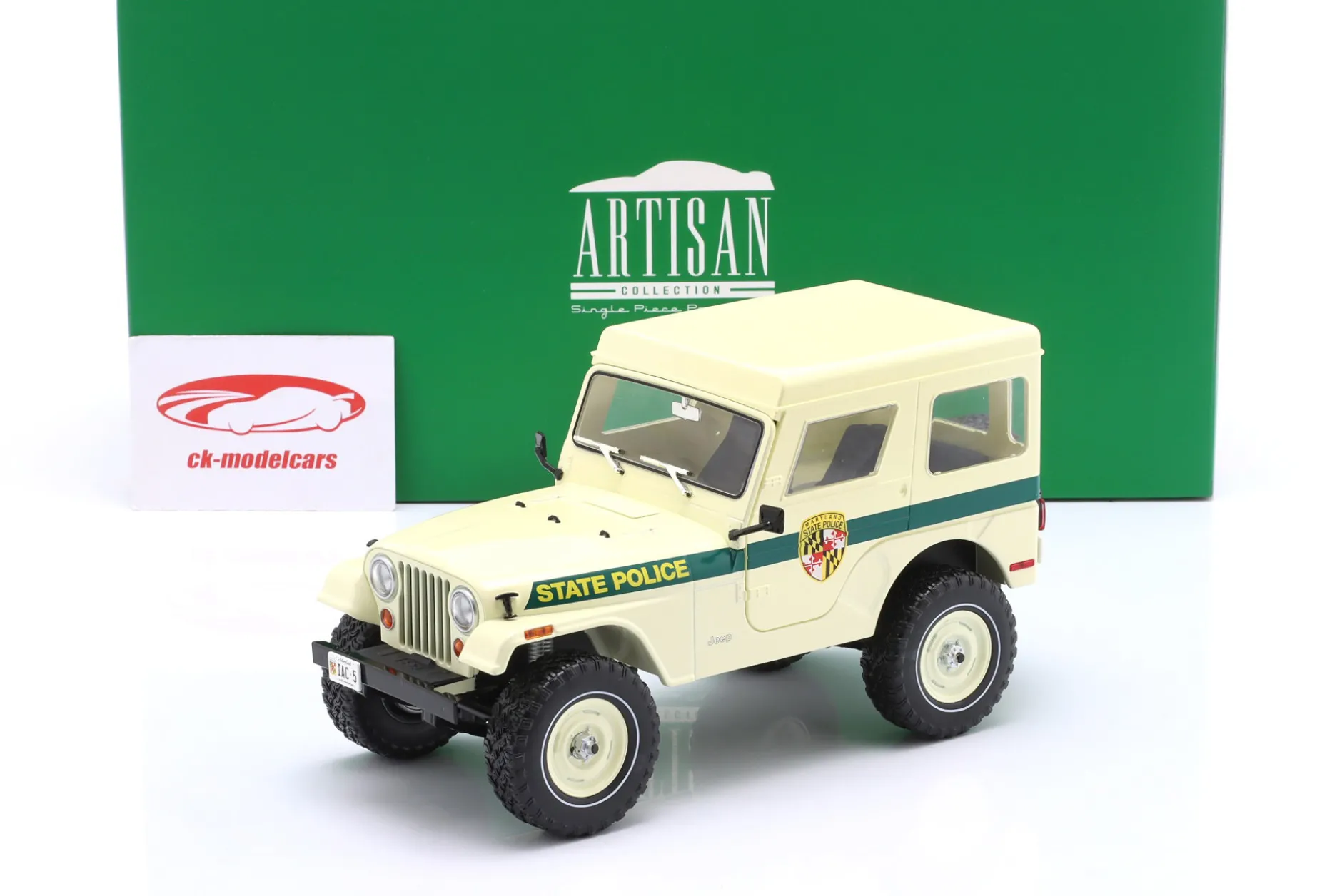 Jeep CJ-5 Maryland State Police 1983 creme weiß 1:18 Greenlight