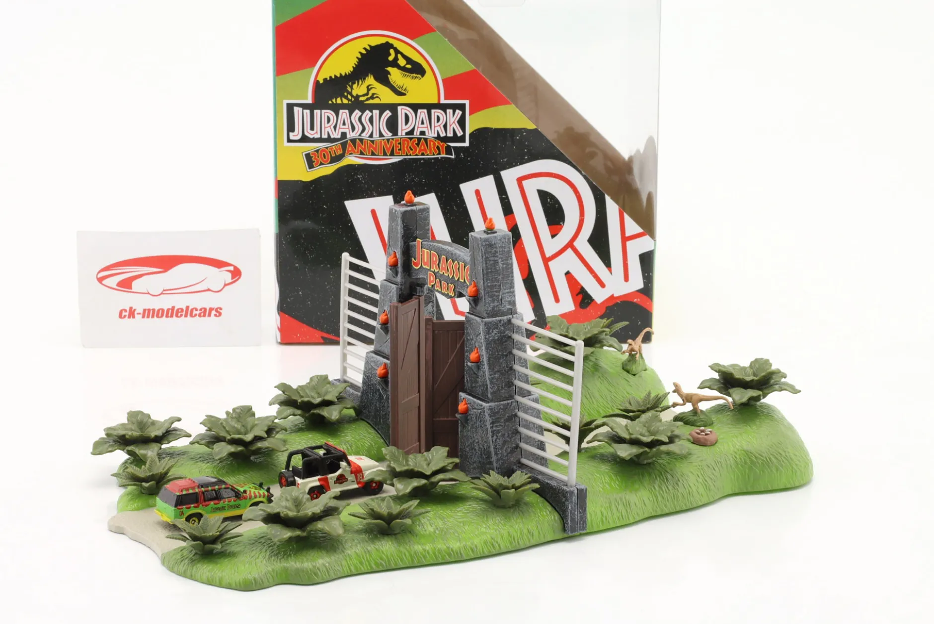 Jurassic Park 30th Anniversary Nano Scene with 2 cars Jada Toys