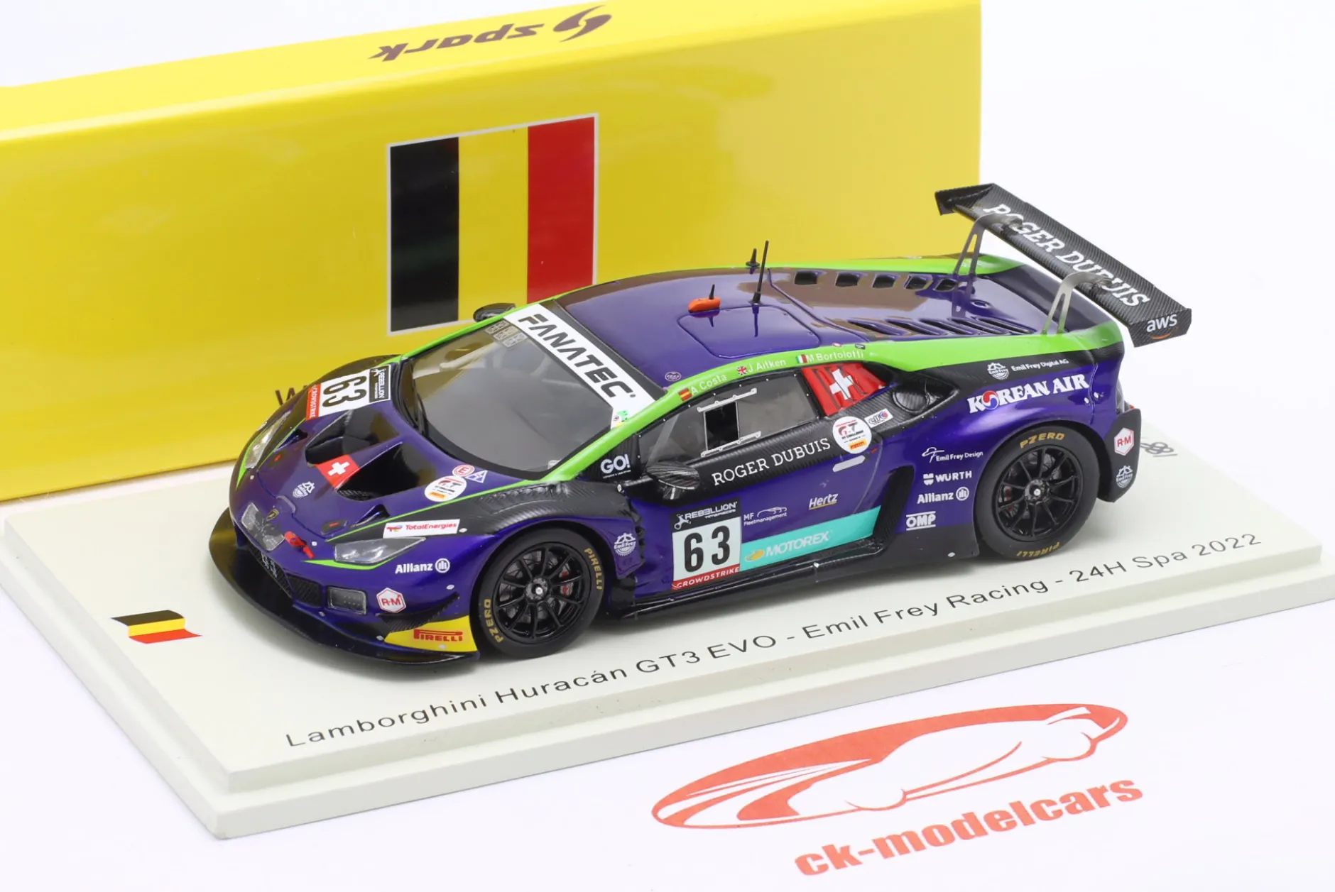 Lamborghini Huracan GT3 Evo #63 24h Spa 2022 Emil Frey Racing 1:43 Spark