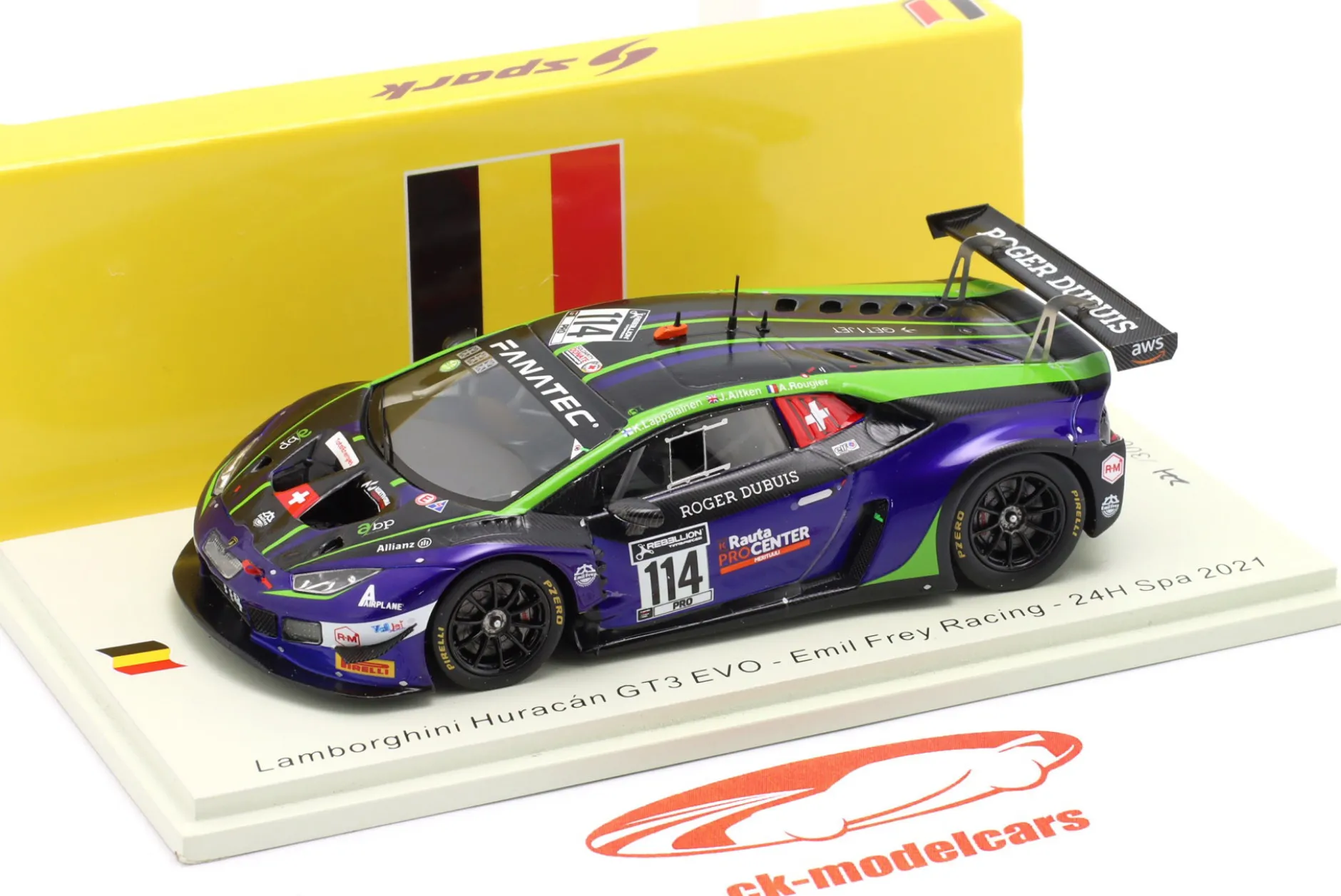Lamborghini Huracán GT3 Evo #114 24h Spa 2021 Emil Frey Racing 1:43 Spark