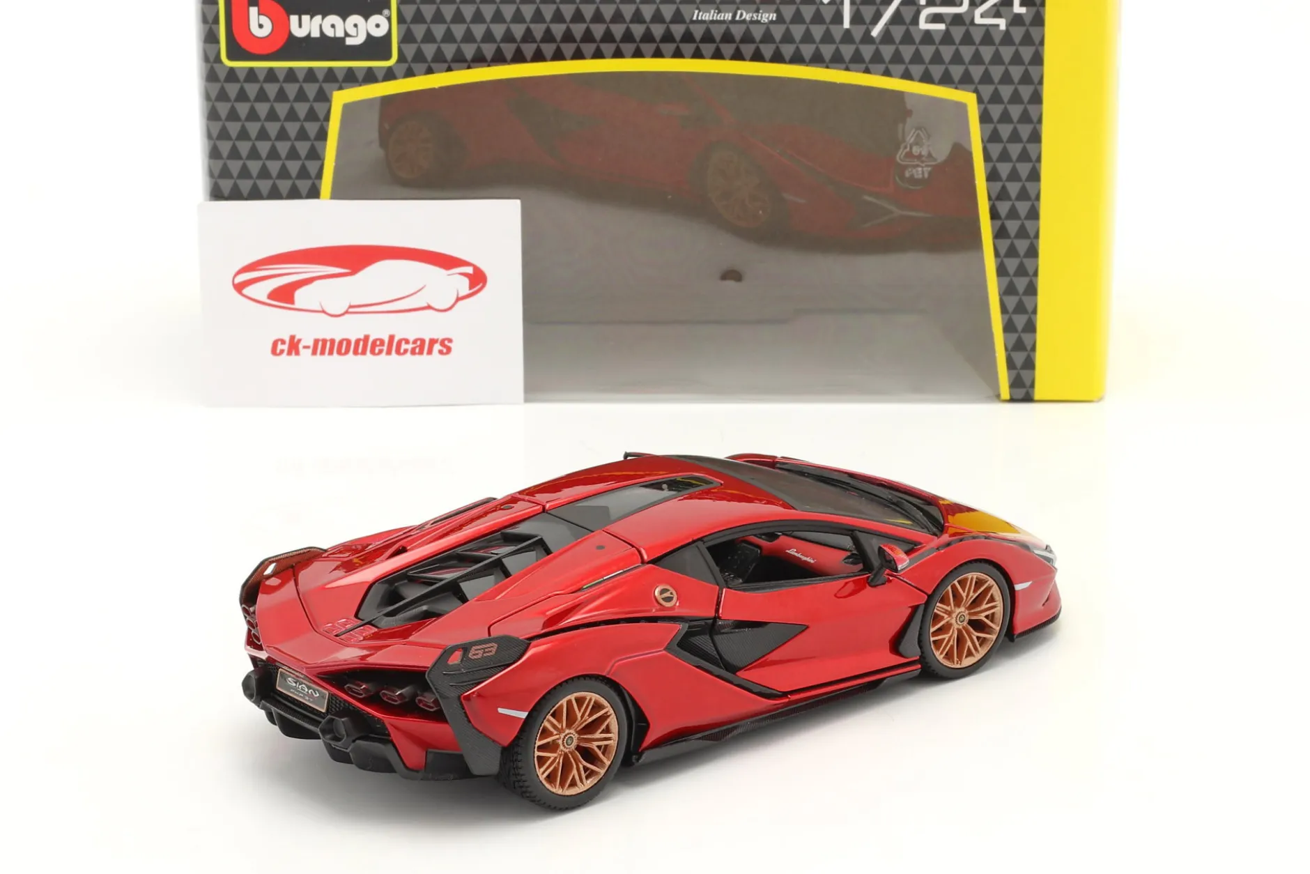 Lamborghini Sian FKP 37 Baujahr 2019 rot / schwarz 1:24 Bburago