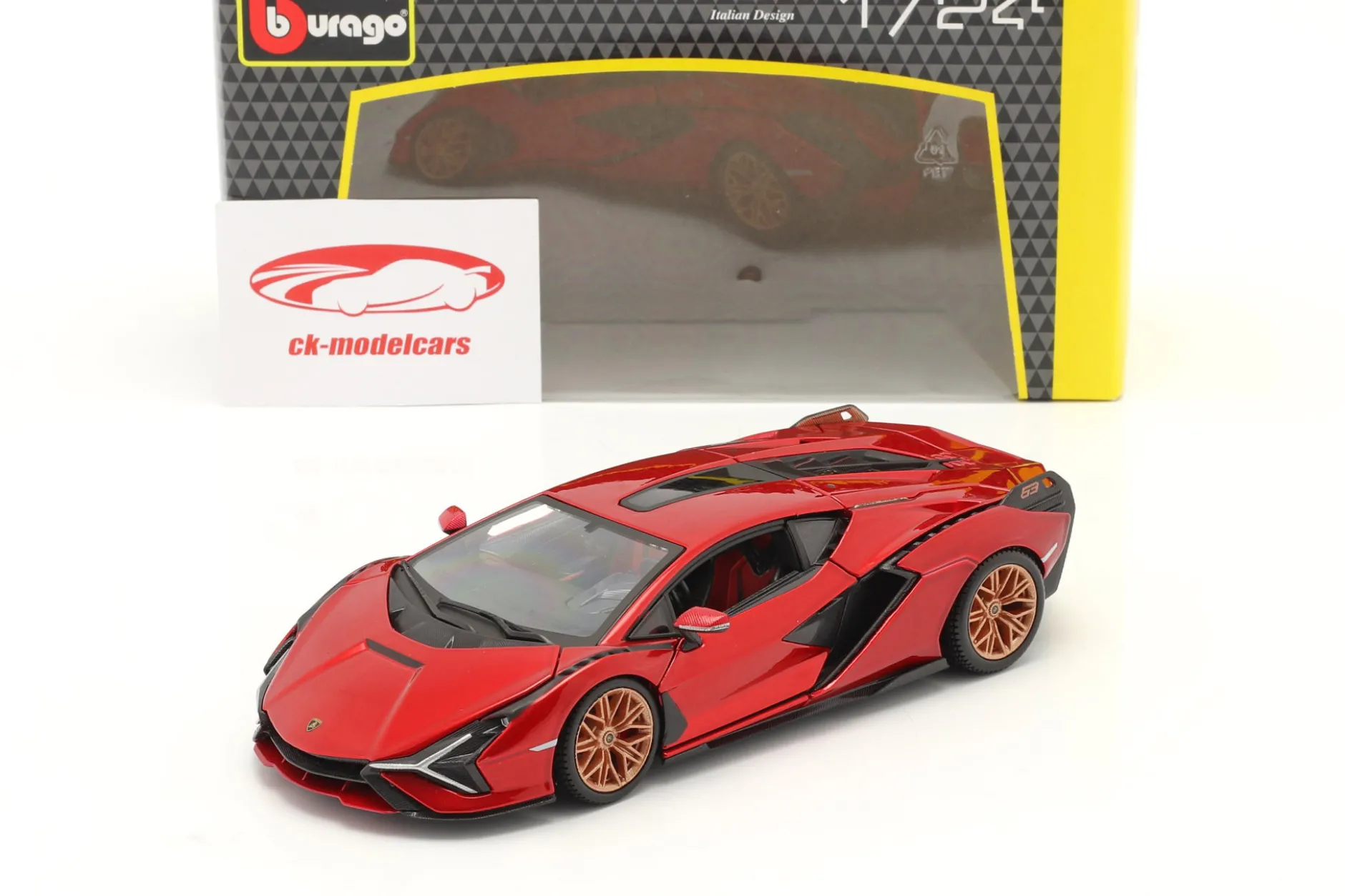 Lamborghini Sian FKP 37 Baujahr 2019 rot / schwarz 1:24 Bburago