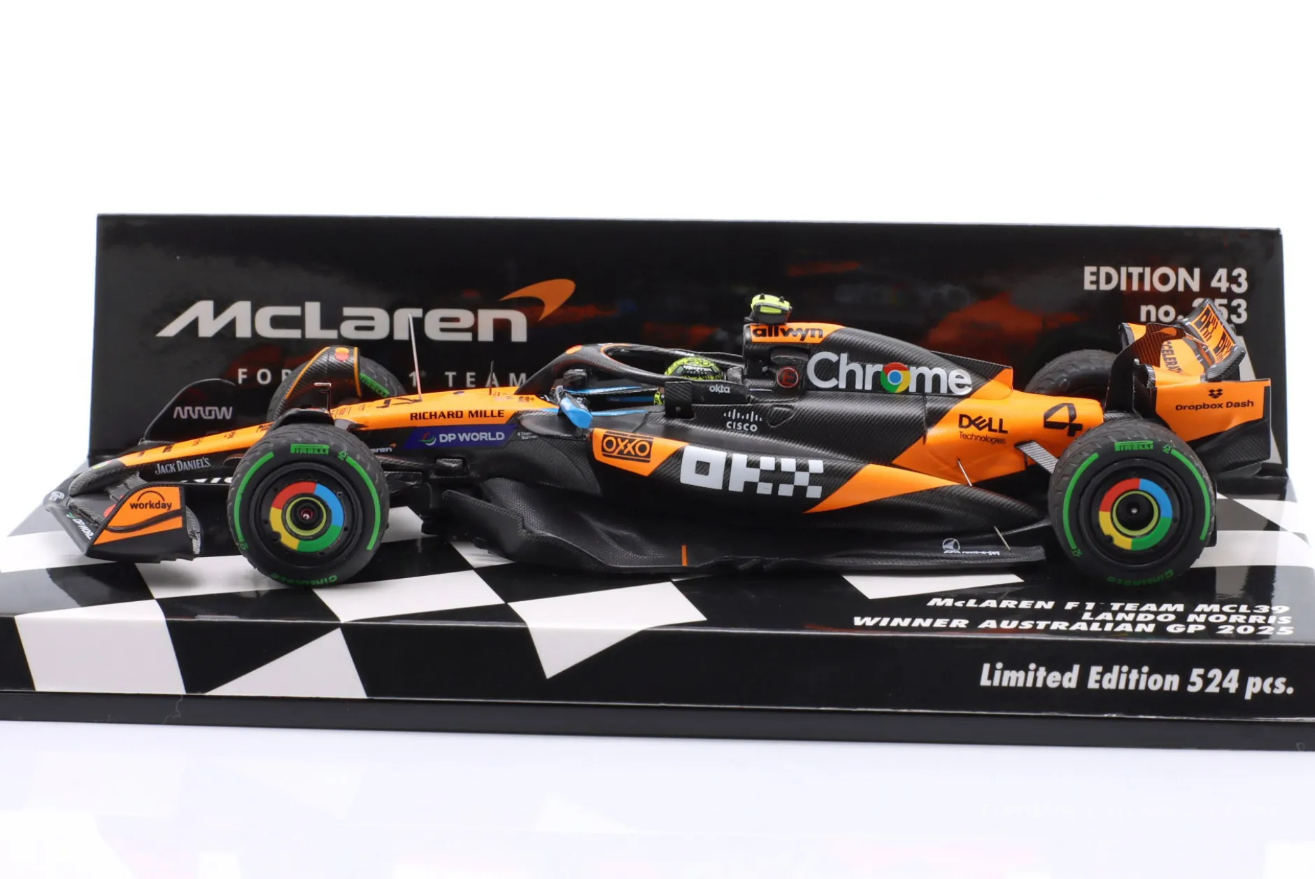 Lando Norris McLaren MCL39 #4 Formel 1 Weltmeister 2025 1:43 Minichamps
