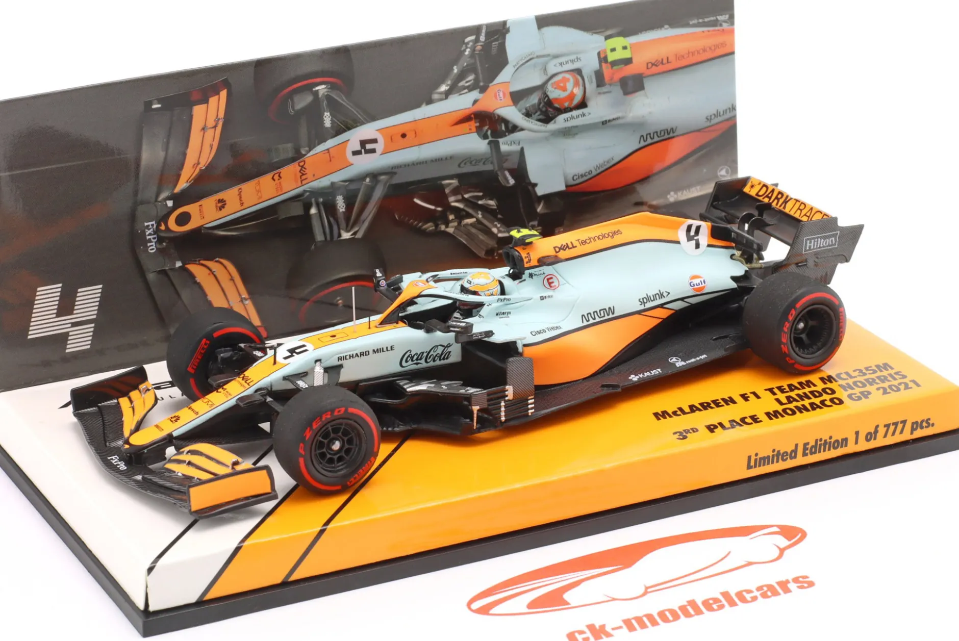 Lando Norris McLaren MCL35M #4 3rd Monaco GP Formel 1 2021 1:43 Minichamps