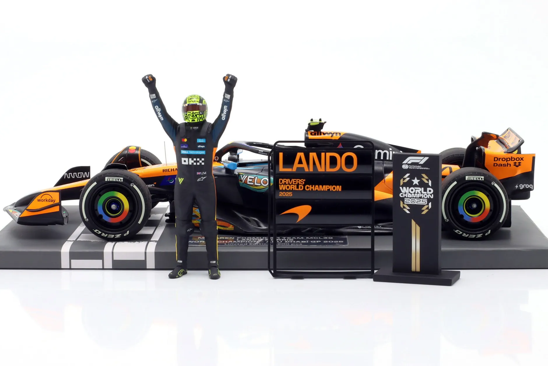 Lando Norris McLaren MCL39 #4 3rd Abu Dhabi GP Formel 1 Weltmeister 2025 1:18 Minichamps