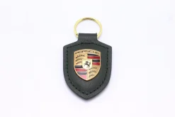 Leder-Schlüsselanhänger Porsche Wappen oakgrün