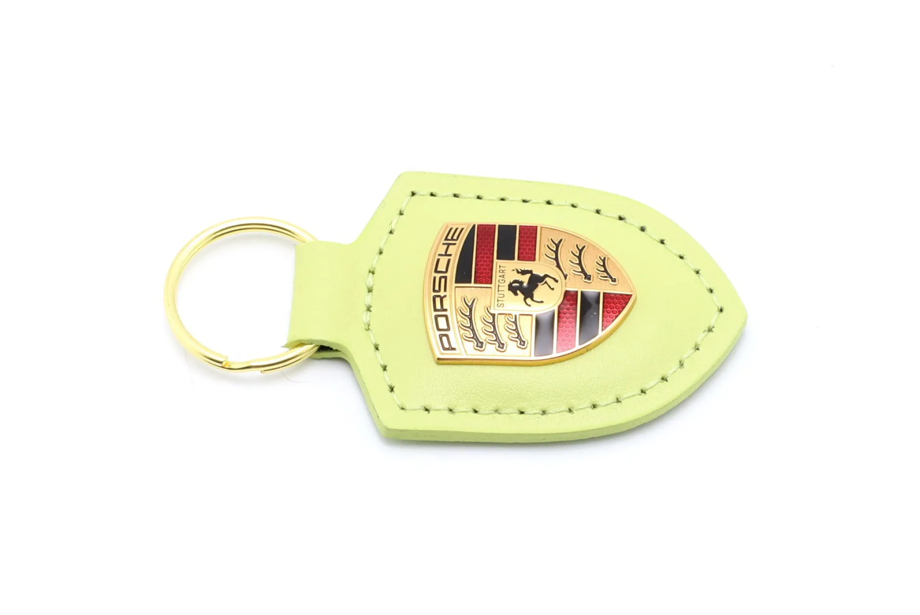 Leder-Schlüsselanhänger Porsche Wappen cartagenagelb metallic