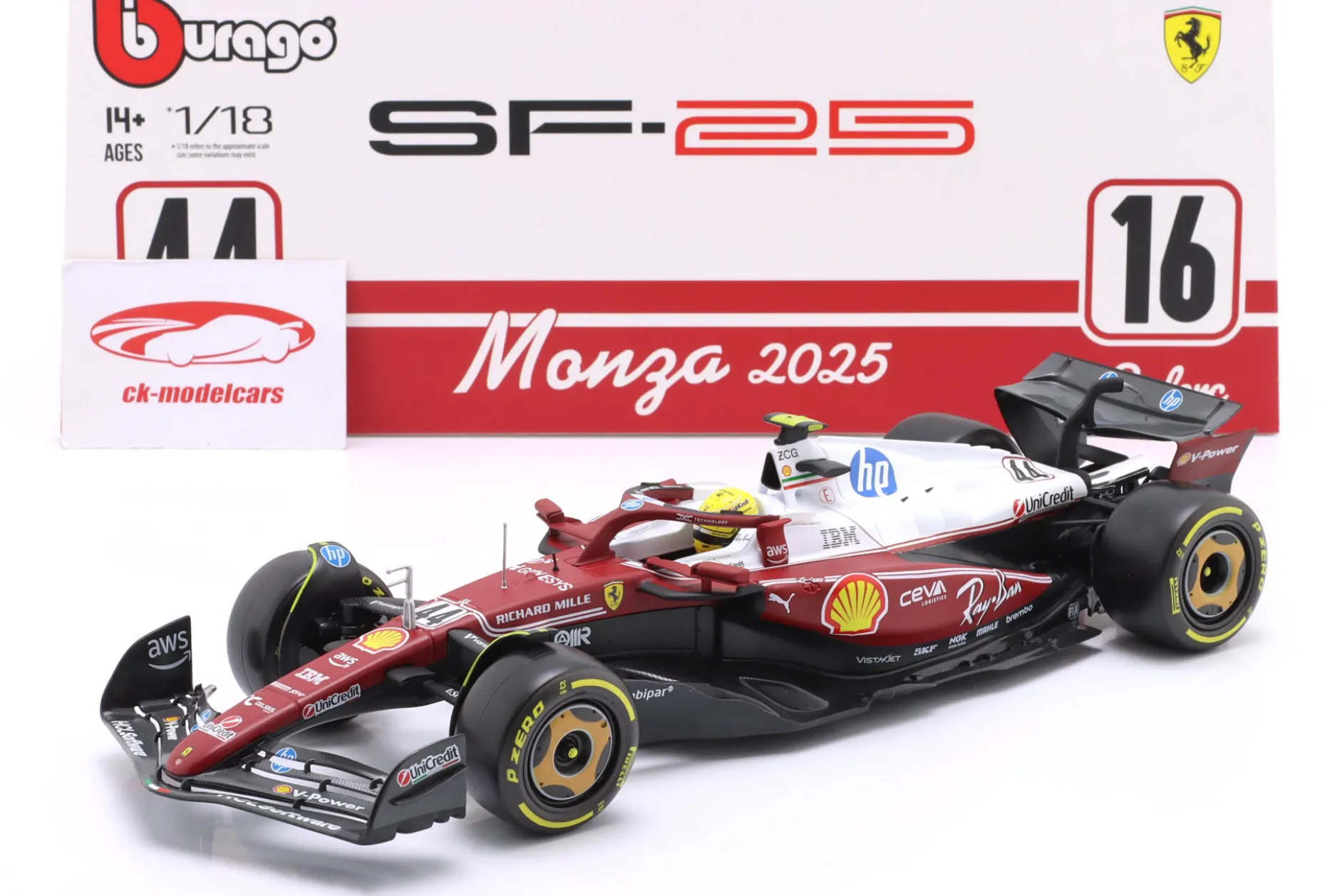 Lewis Hamilton Ferrari SF-25 #44 6th Italien GP Formel 1 2025 1:18 Bburago