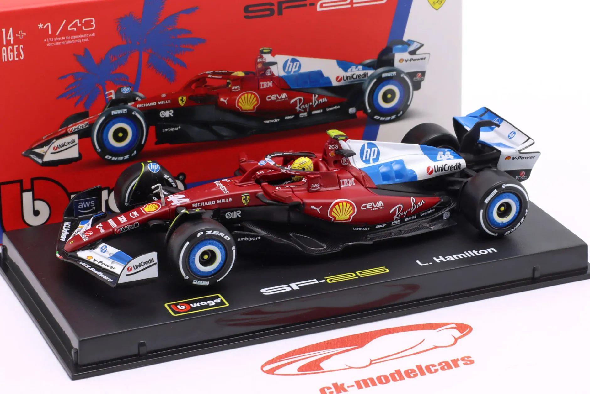 Lewis Hamilton Ferrari SF-25 #44 8th Miami GP Formel 1 2025 1:43 Bburago