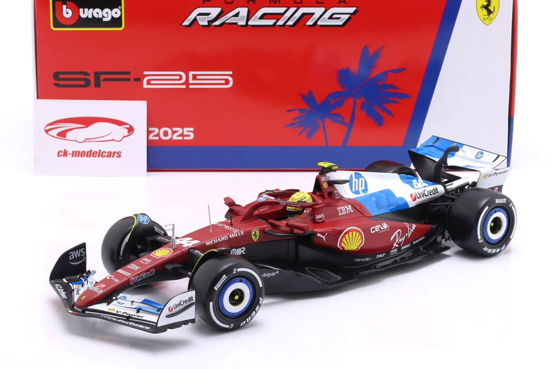 Lewis Hamilton Ferrari SF-25 #44 8th Miami GP Formel 1 2025 1:18 Bburago