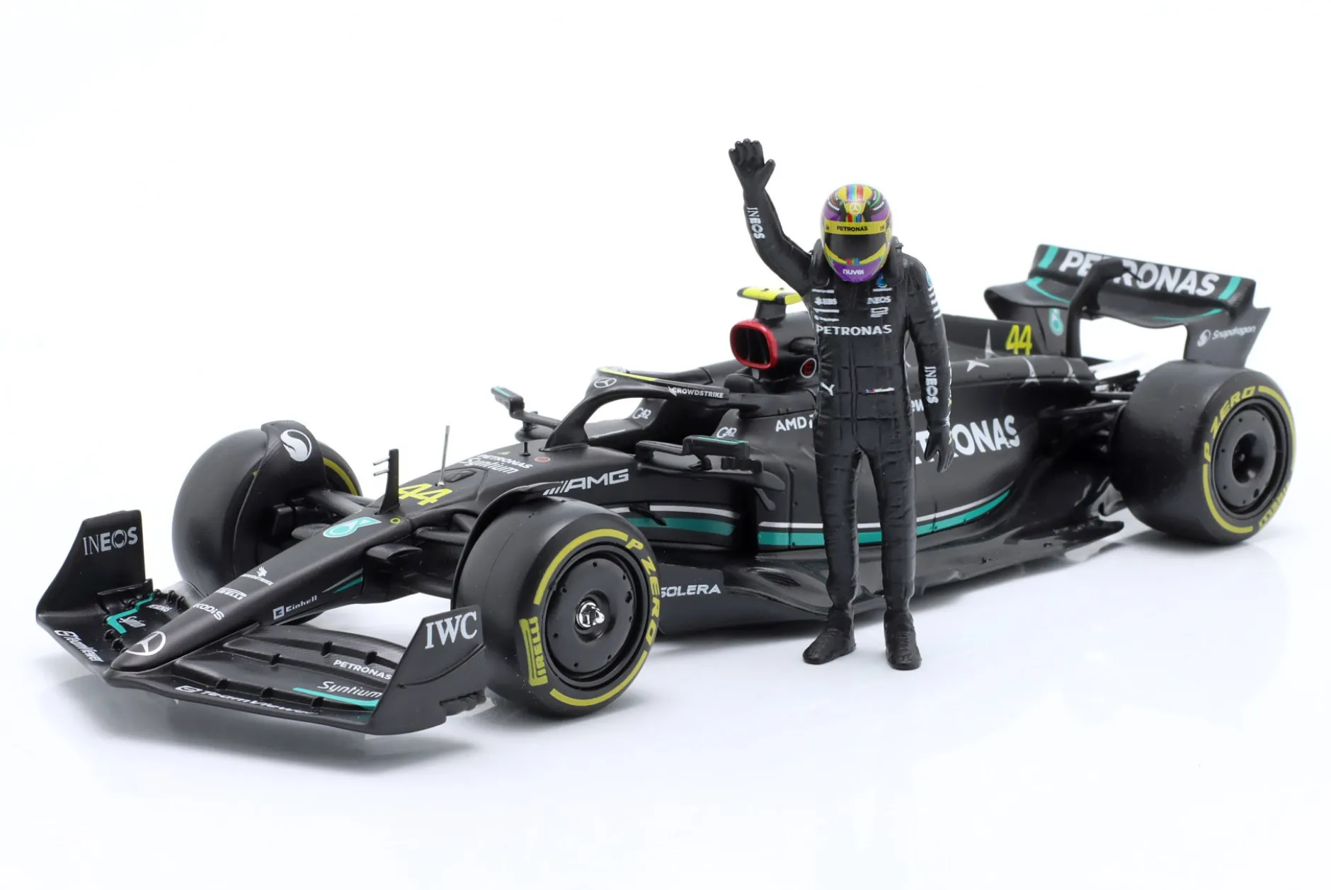 Lewis Hamilton Mercedes-AMG F1 W14 #44 Formel 1 2023 mit Figur 1:24 Bburago