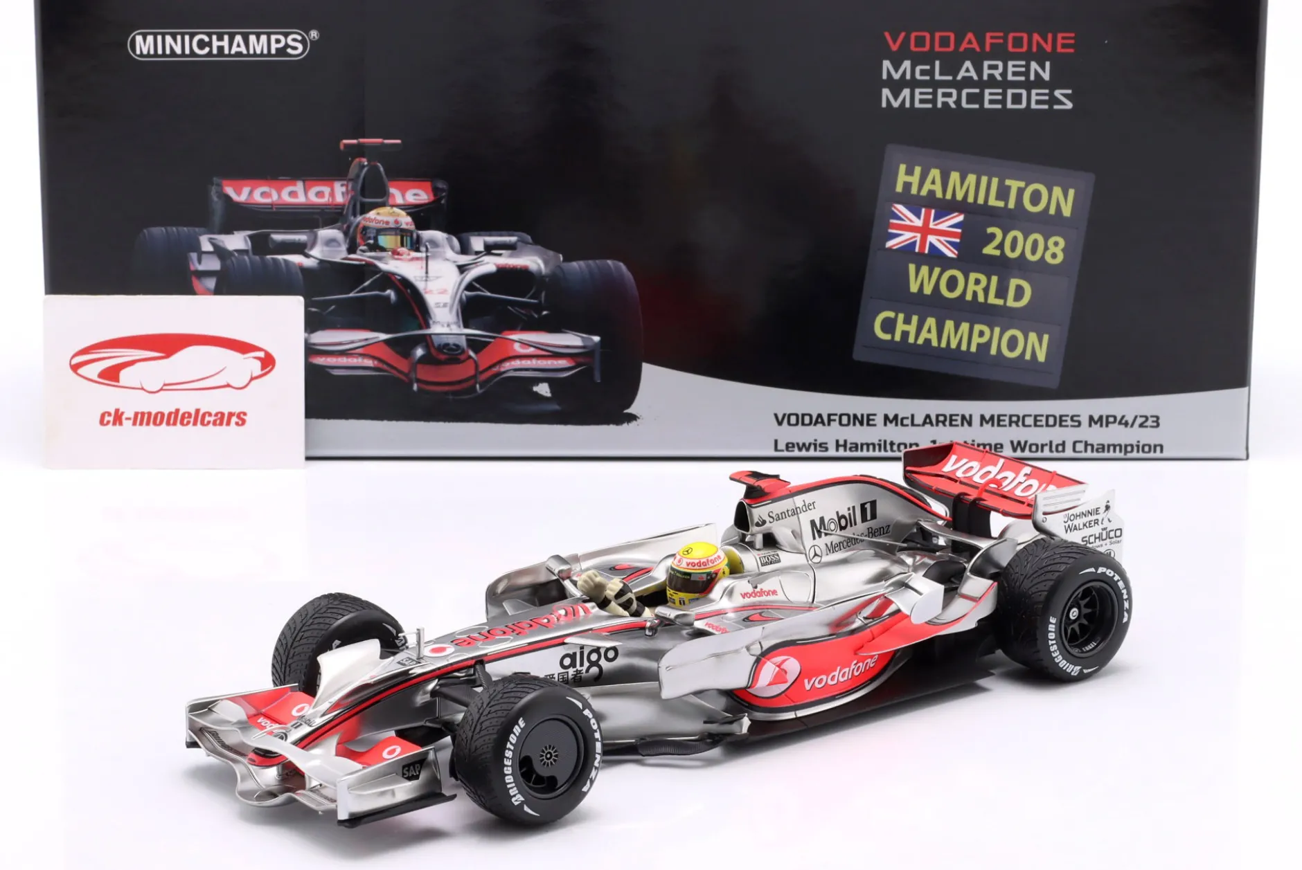 L. Hamilton McLaren MP4/23 #22 Brasilien GP Formel 1 Weltmeister 2008 1:18 Minichamps