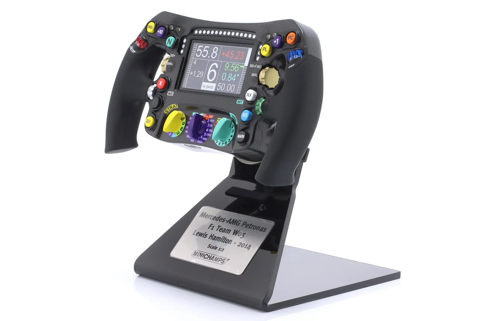 L. Hamilton Mercedes F1 W05 #44 Formel 1 Weltmeister 2014 Lenkrad 1:2 Minichamps