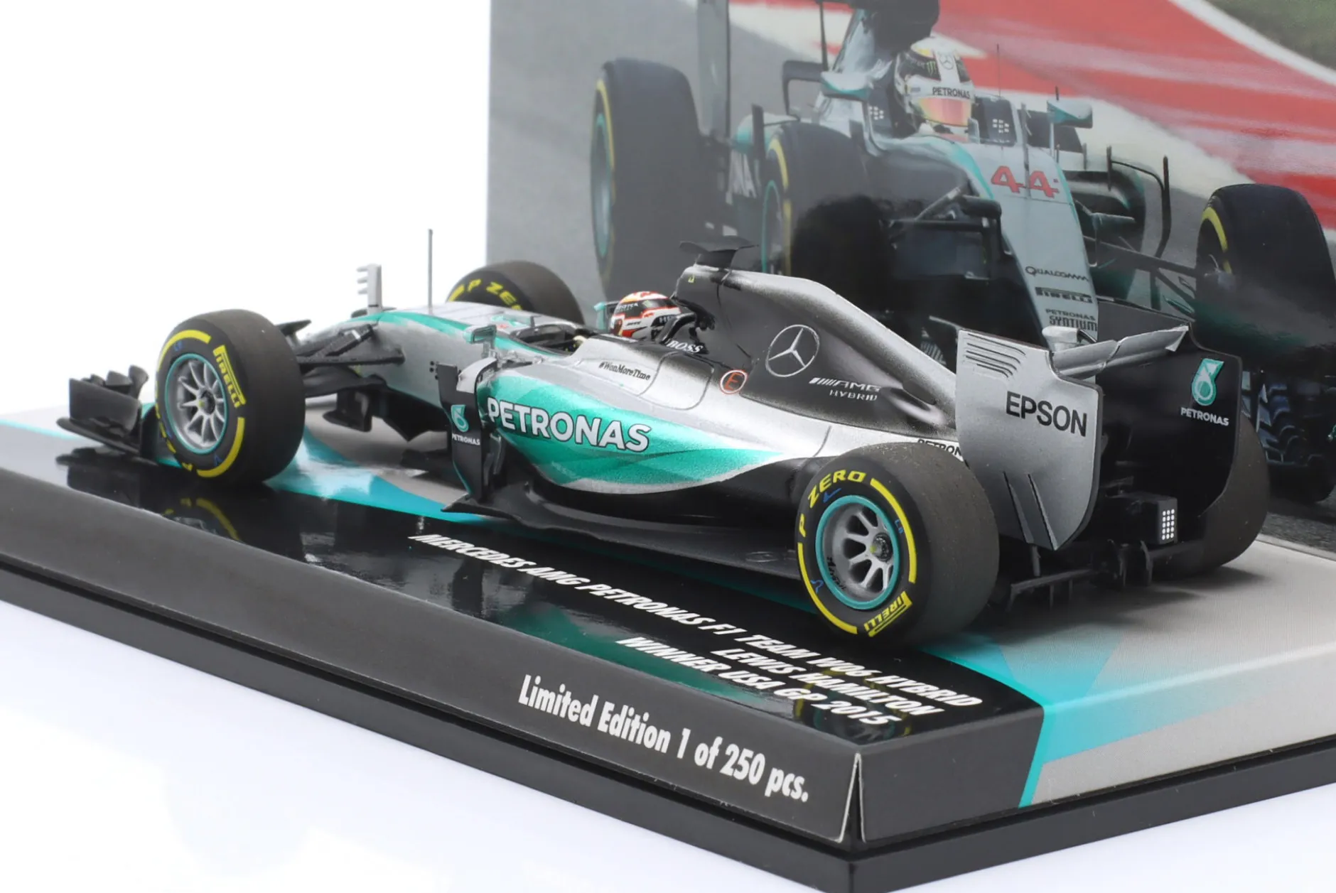 L. Hamilton Mercedes F1 W06 #44 Sieger USA GP Formel 1 Weltmeister 2015 1:43 Minichamps