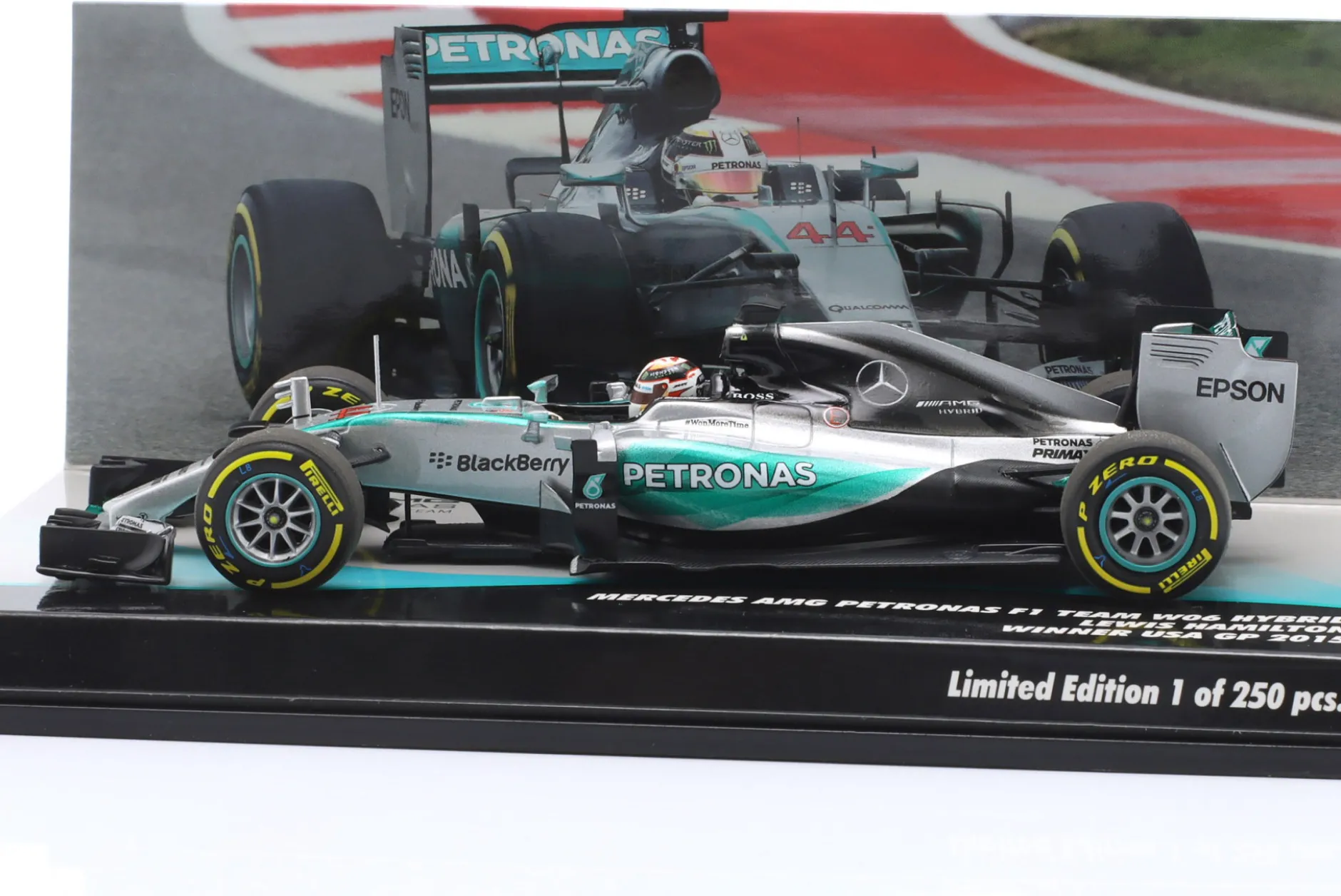 L. Hamilton Mercedes F1 W06 #44 Sieger USA GP Formel 1 Weltmeister 2015 1:43 Minichamps