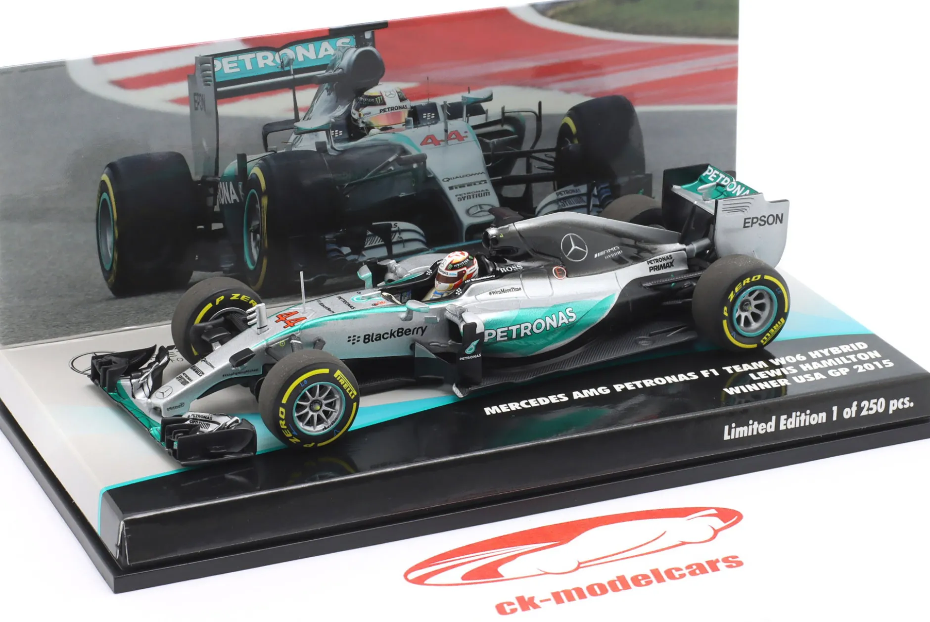L. Hamilton Mercedes F1 W06 #44 Sieger USA GP Formel 1 Weltmeister 2015 1:43 Minichamps