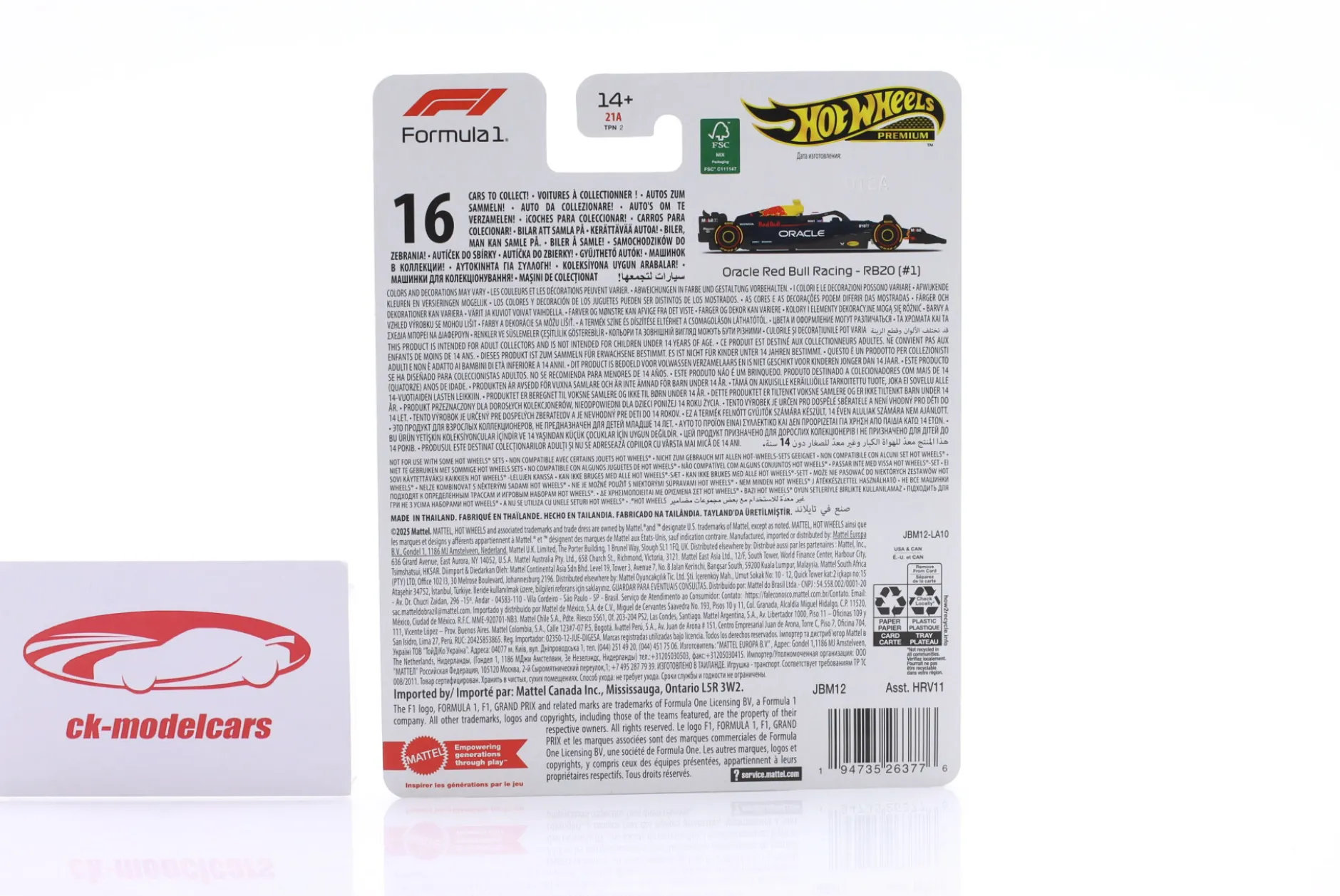Max Verstappen Red Bull RB20 #1 Formel 1 Weltmeister 2024 1:64 HotWheels