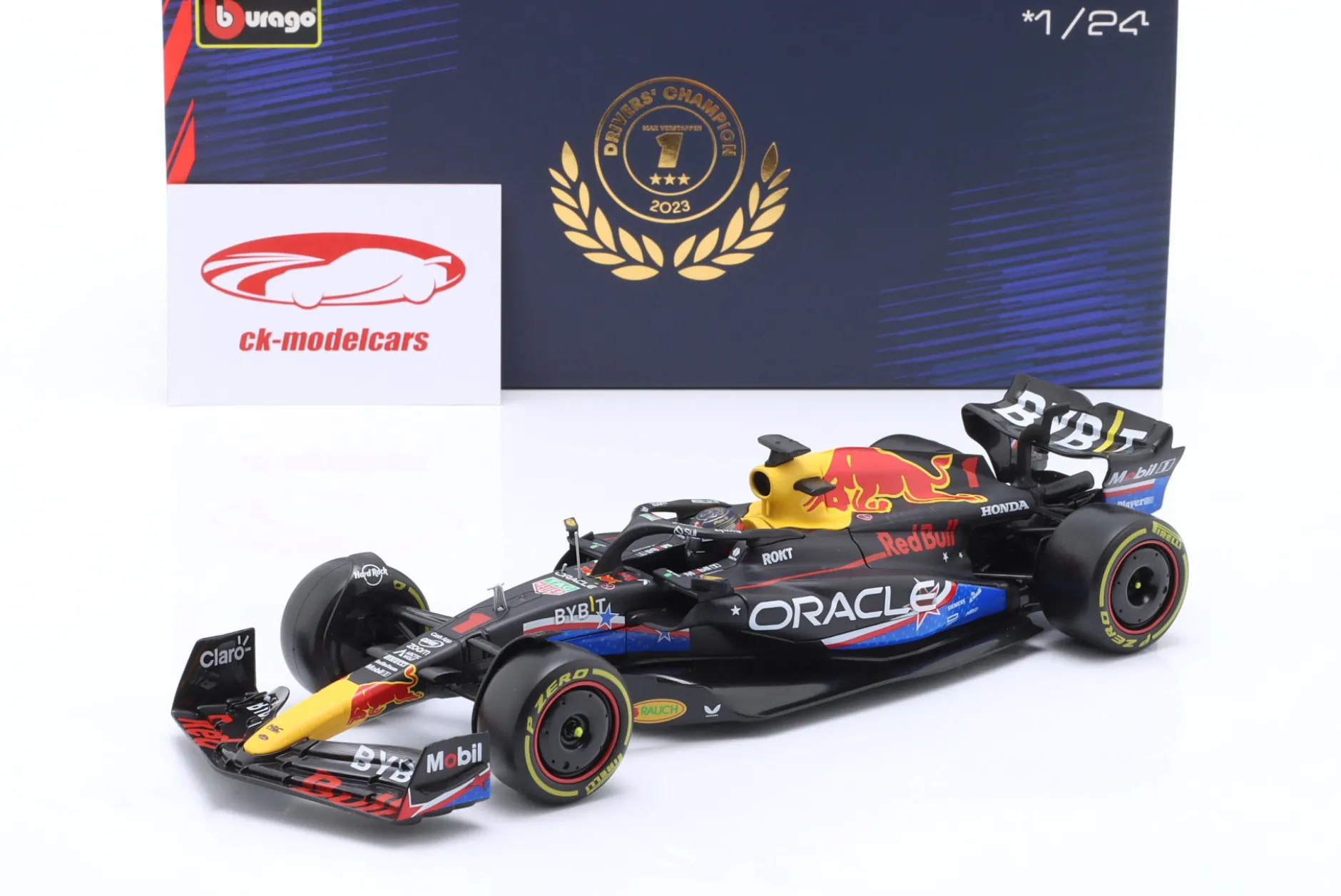 Max Verstappen Red Bull RB19 #1 Sieger USA GP Formel 1 Weltmeister 2023 1:24 Bburago