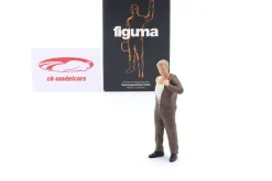 Mechaniker zieht sich an mit braunem Overall - Figur 1:18 Figurenmanufaktur