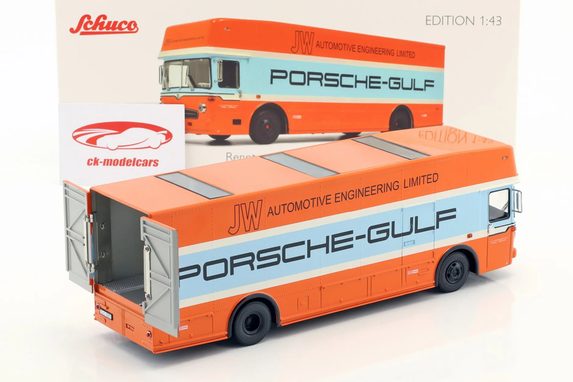 Mercedes-Benz O 317 Porsche Gulf Renntransporter Baujahr 1968 1:43 Schuco