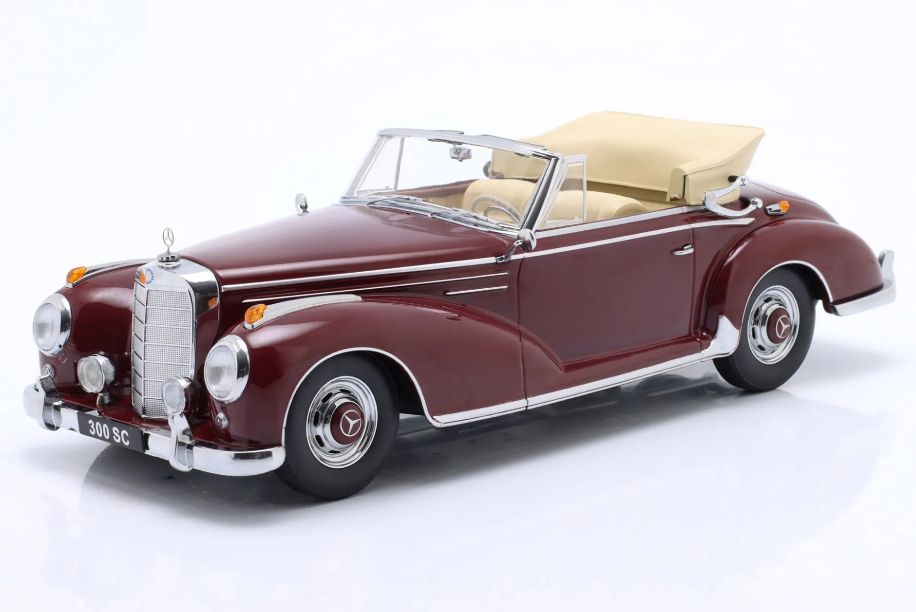Mercedes-Benz 300 SC Cabriolet offen (W188) Baujahr 1957 dunkelrot 1:18 KK-Scale