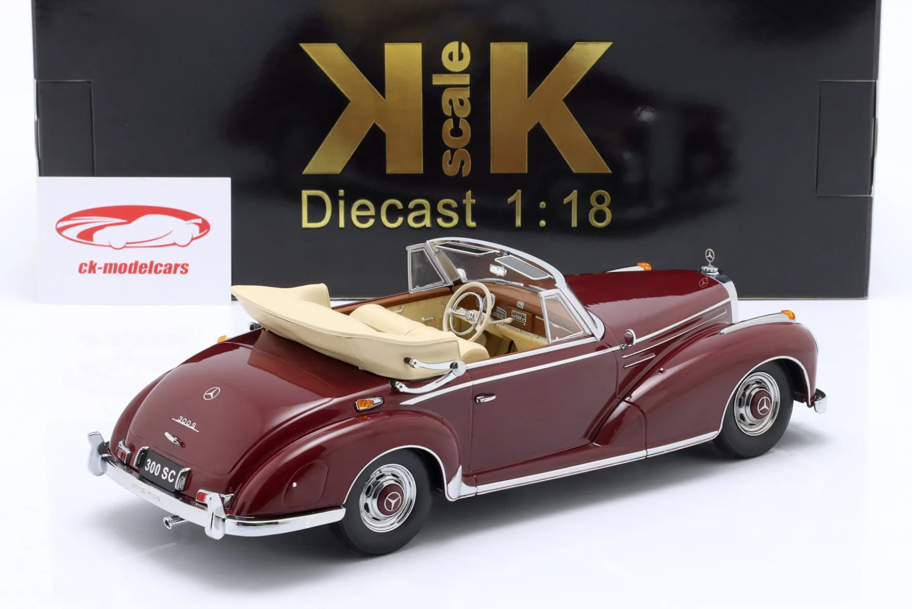 Mercedes-Benz 300 SC Cabriolet offen (W188) Baujahr 1957 dunkelrot 1:18 KK-Scale