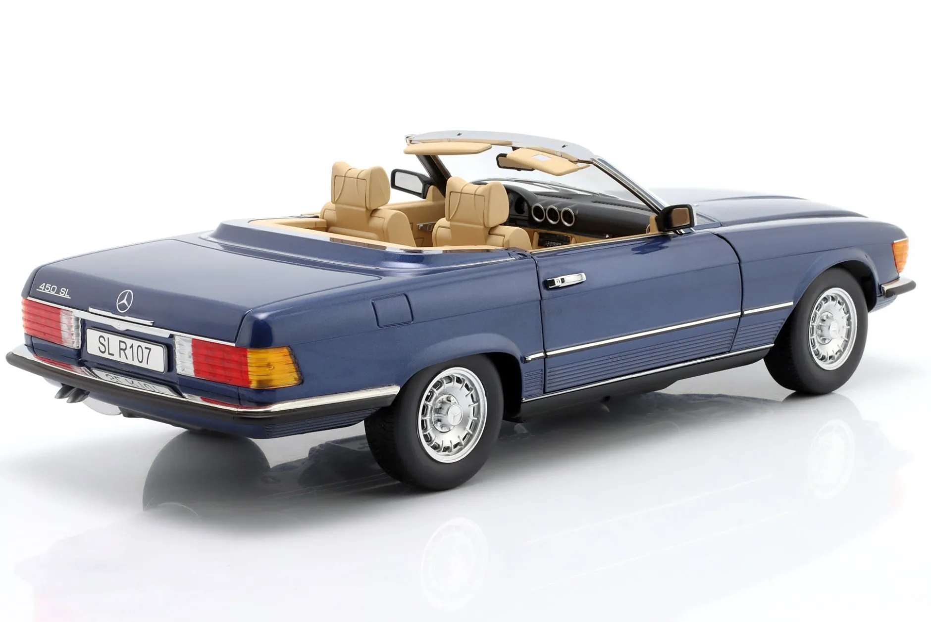 Mercedes-Benz 450SL (R107) EU-Version 1985 blau metallic 1:12 KK-Scale