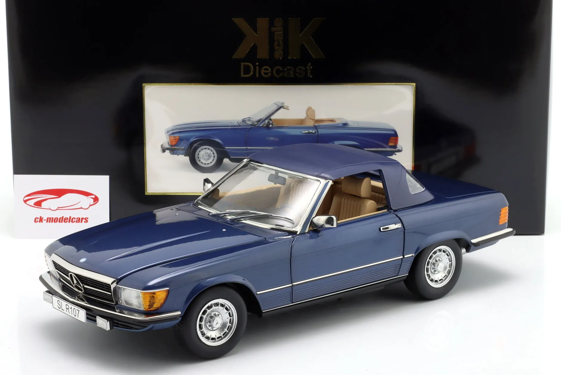 Mercedes-Benz 450SL (R107) EU-Version 1985 blau metallic 1:12 KK-Scale