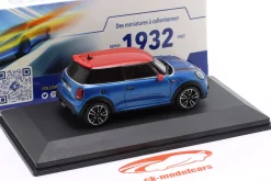 Mini Cooper JCW (F56) Baujahr 2023 Island blau metallic / rot 1:43 Solido