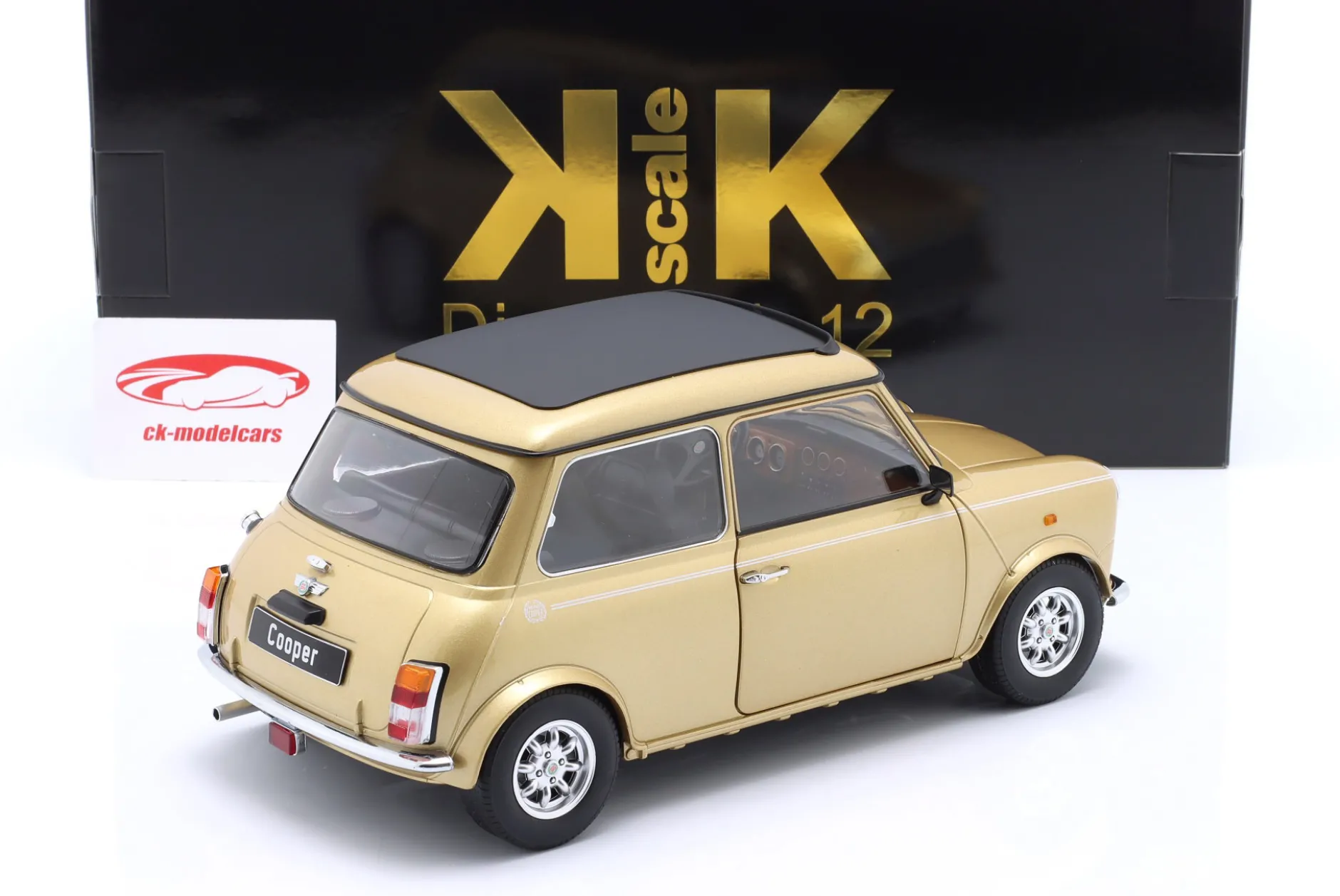 Mini Cooper LHD mit Sonnendach gold metallic 1:12 KK-Scale