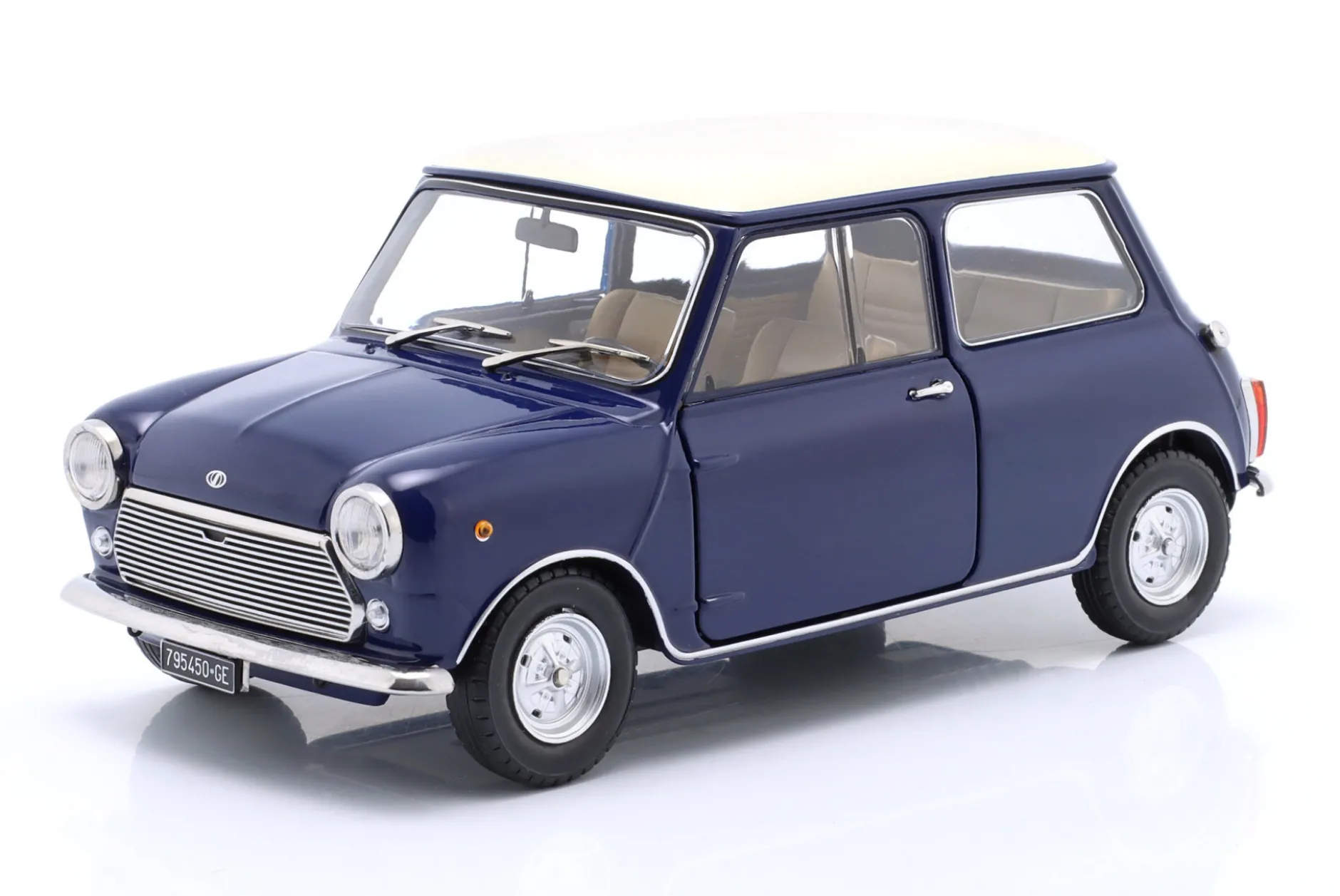 Mini Cooper MK2 Baujahr 1968 blau, beige 1:18 Mitica
