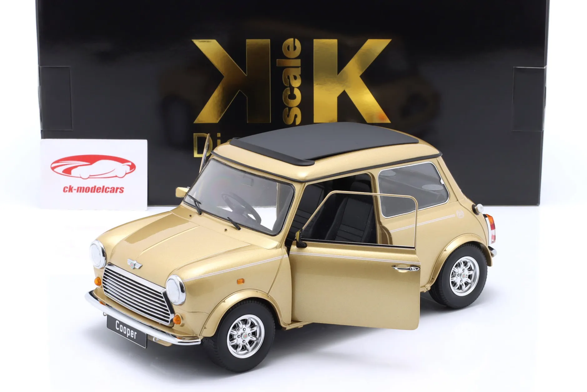 Mini Cooper RHD mit Sonnendach gold metallic 1:12 KK-Scale