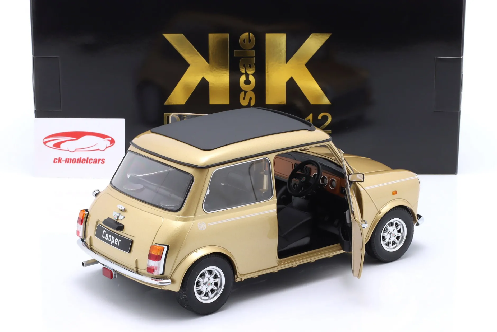 Mini Cooper RHD mit Sonnendach gold metallic 1:12 KK-Scale