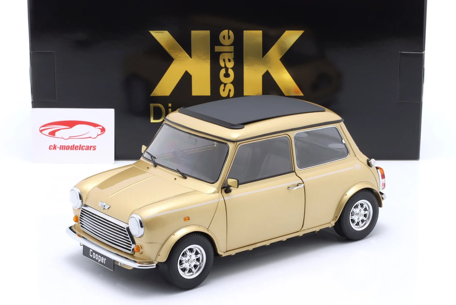 Mini Cooper RHD mit Sonnendach gold metallic 1:12 KK-Scale