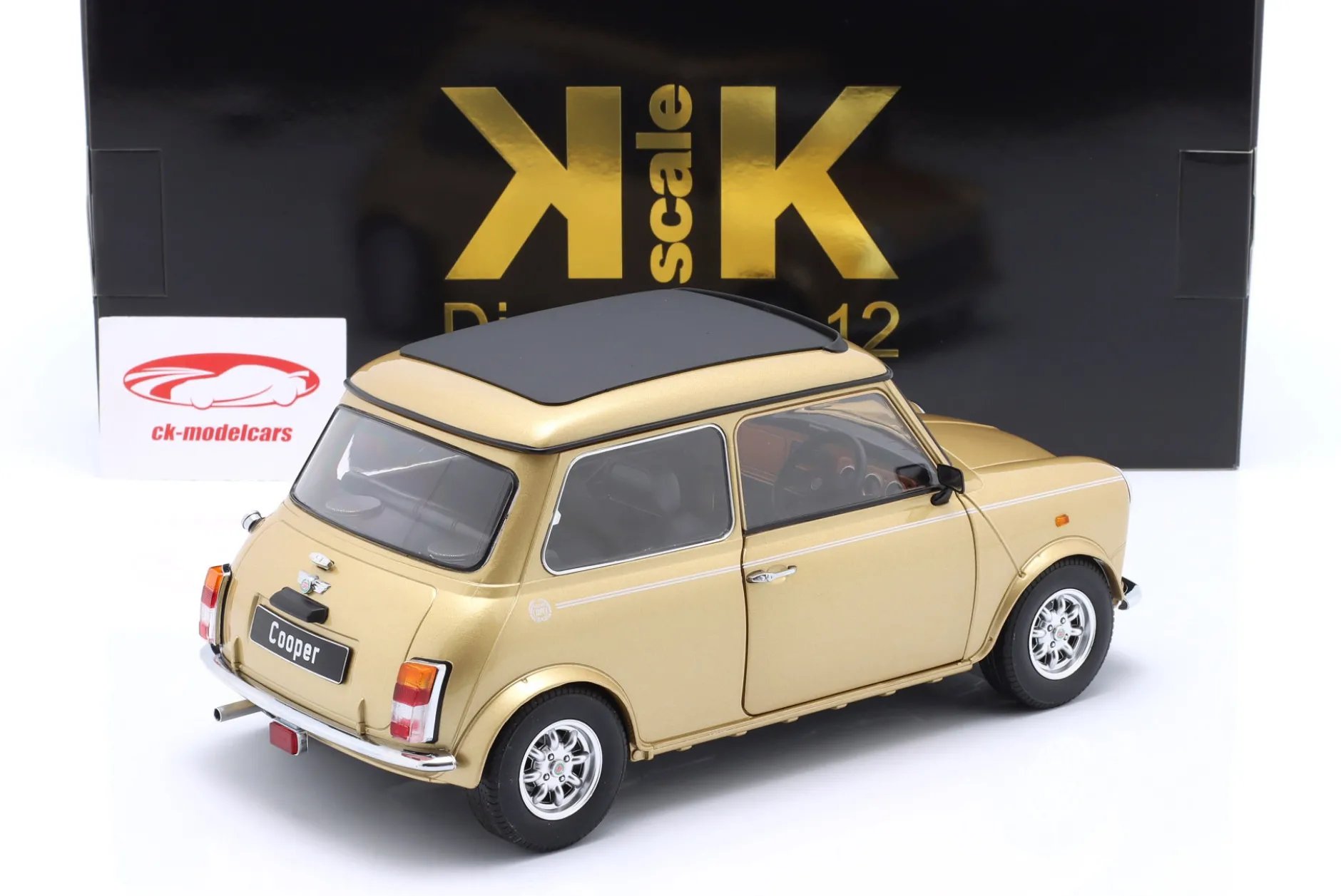 Mini Cooper RHD mit Sonnendach gold metallic 1:12 KK-Scale