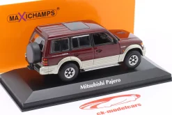 Mitsubishi Pajero LWB Baujahr 1991 dunkelrot metallic 1:43 Minichamps