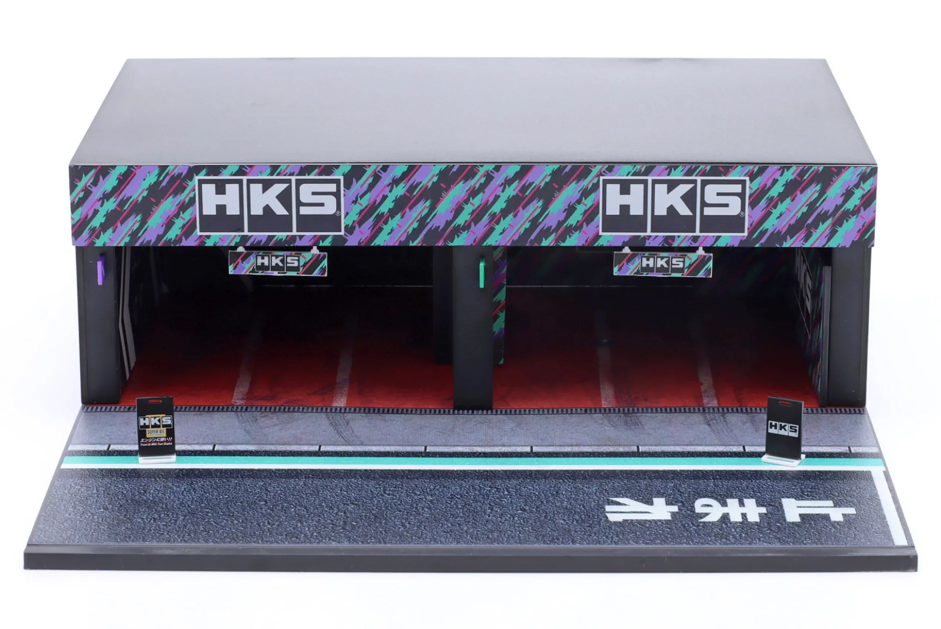 Motorsport Pit Garage HKS schwarz / grün / lila 1:64 Tarmac Works