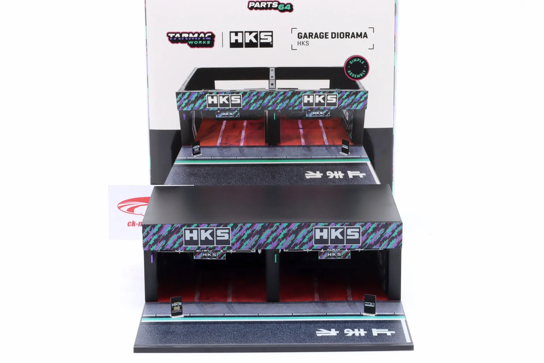 Motorsport Pit Garage HKS schwarz / grün / lila 1:64 Tarmac Works