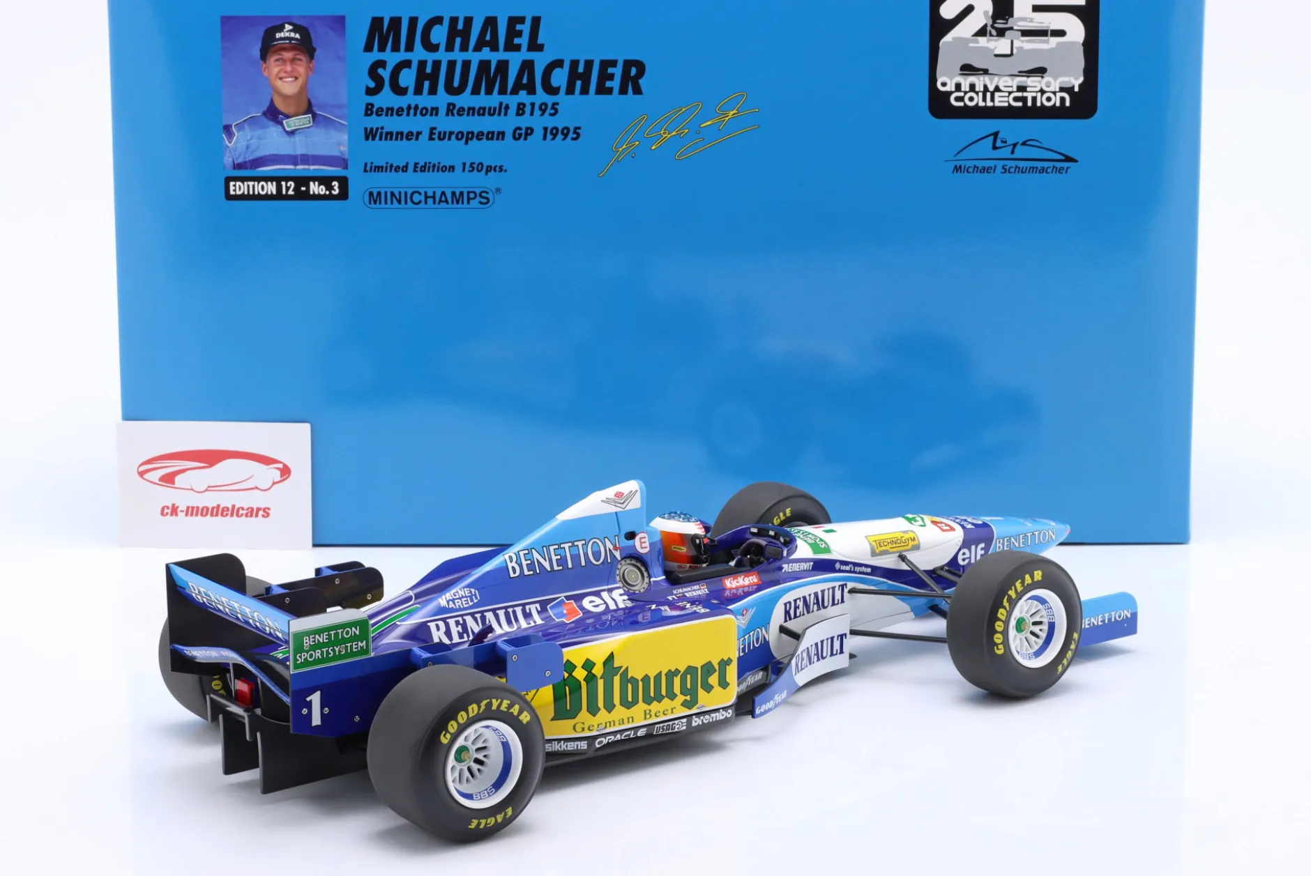 M. Schumacher Benetton B195 #1 Sieger Europa GP Formel 1 Weltmeister 1995 1:12 Minichamps