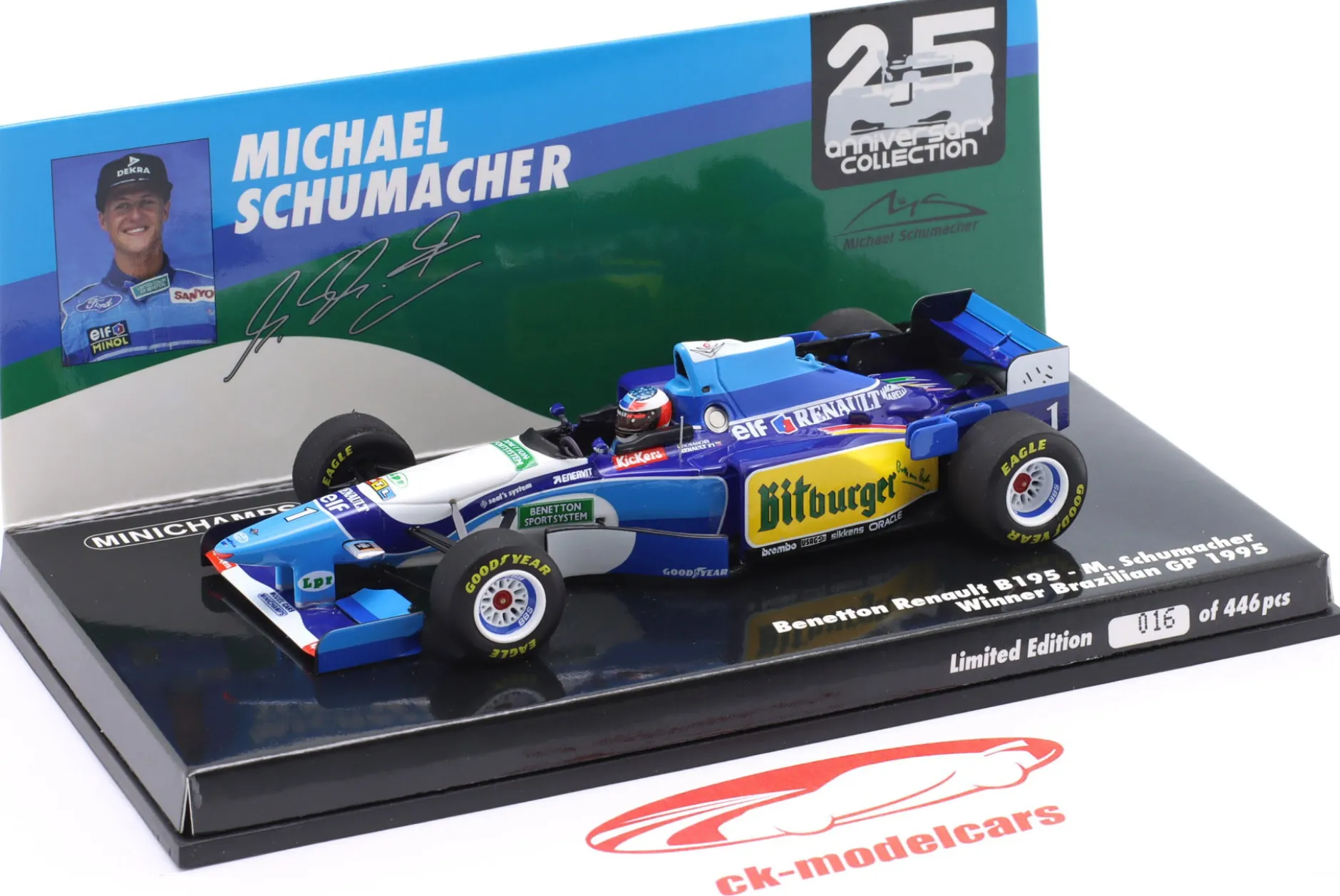 M. Schumacher Benetton B195 #1 Sieger Brasilien GP Formel 1 Weltmeister 1995 1:43 Minichamps