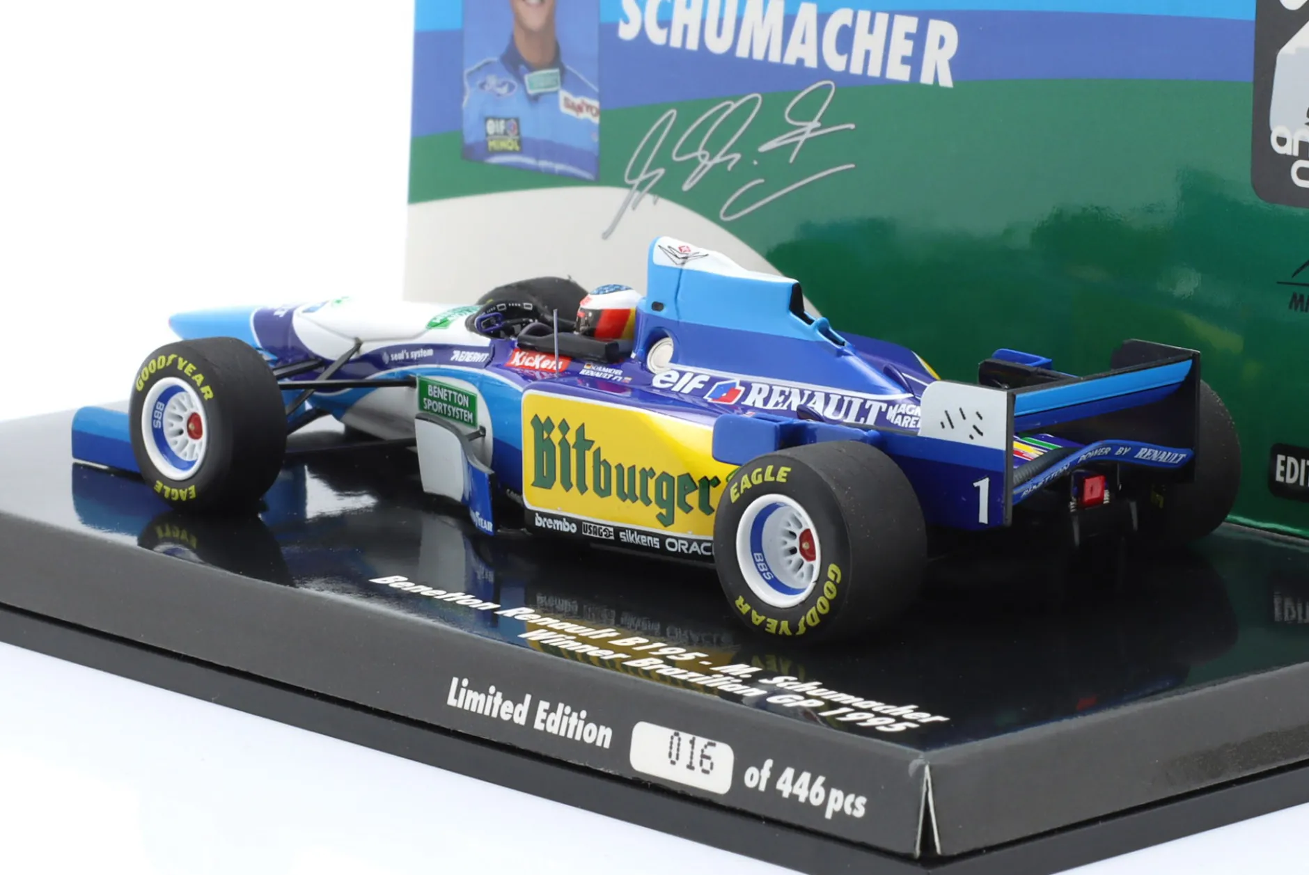 M. Schumacher Benetton B195 #1 Sieger Brasilien GP Formel 1 Weltmeister 1995 1:43 Minichamps