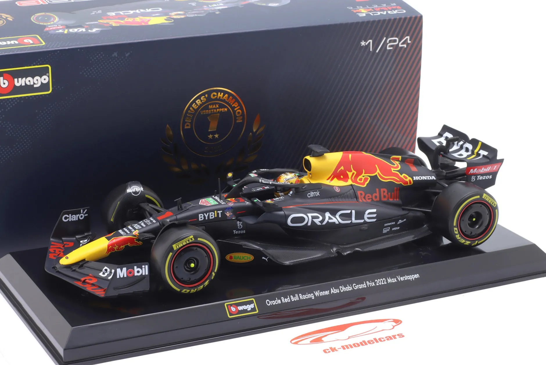 M. Verstappen Red Bull RB18 #1 Sieger Abu Dhabi GP Formel 1 Weltmeister 2022 1:24 Bburago