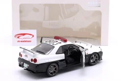 Nissan Skyline GT-R Polizei Japan Baujahr 1999 weiß 1:18 Solido