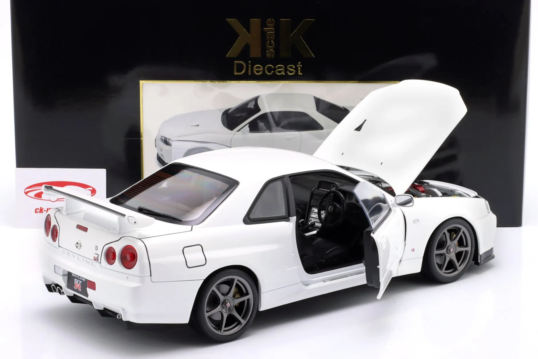 Nissan Skyline GT-R (R34) V-Spec II OEM-Felgen 2001 weiß 1:12 KK-Scale