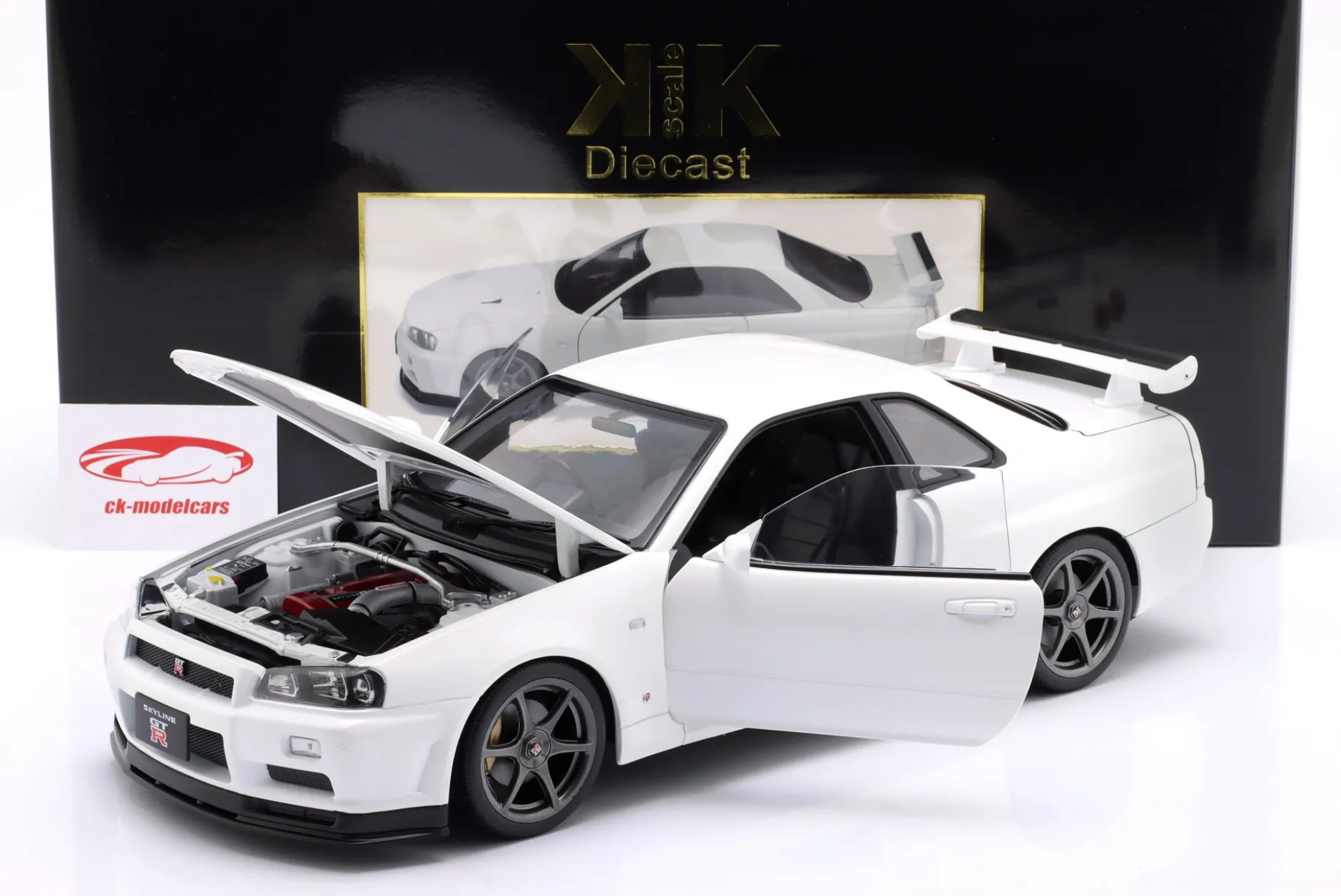 Nissan Skyline GT-R (R34) V-Spec II OEM-Felgen 2001 weiß 1:12 KK-Scale