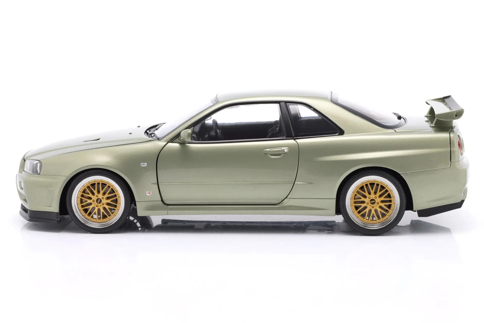 Nissan Skyline GT-R (R34) V-Spec Nür BBS-Felgen 2001 hellgrün metallic 1:12 KK-Scale
