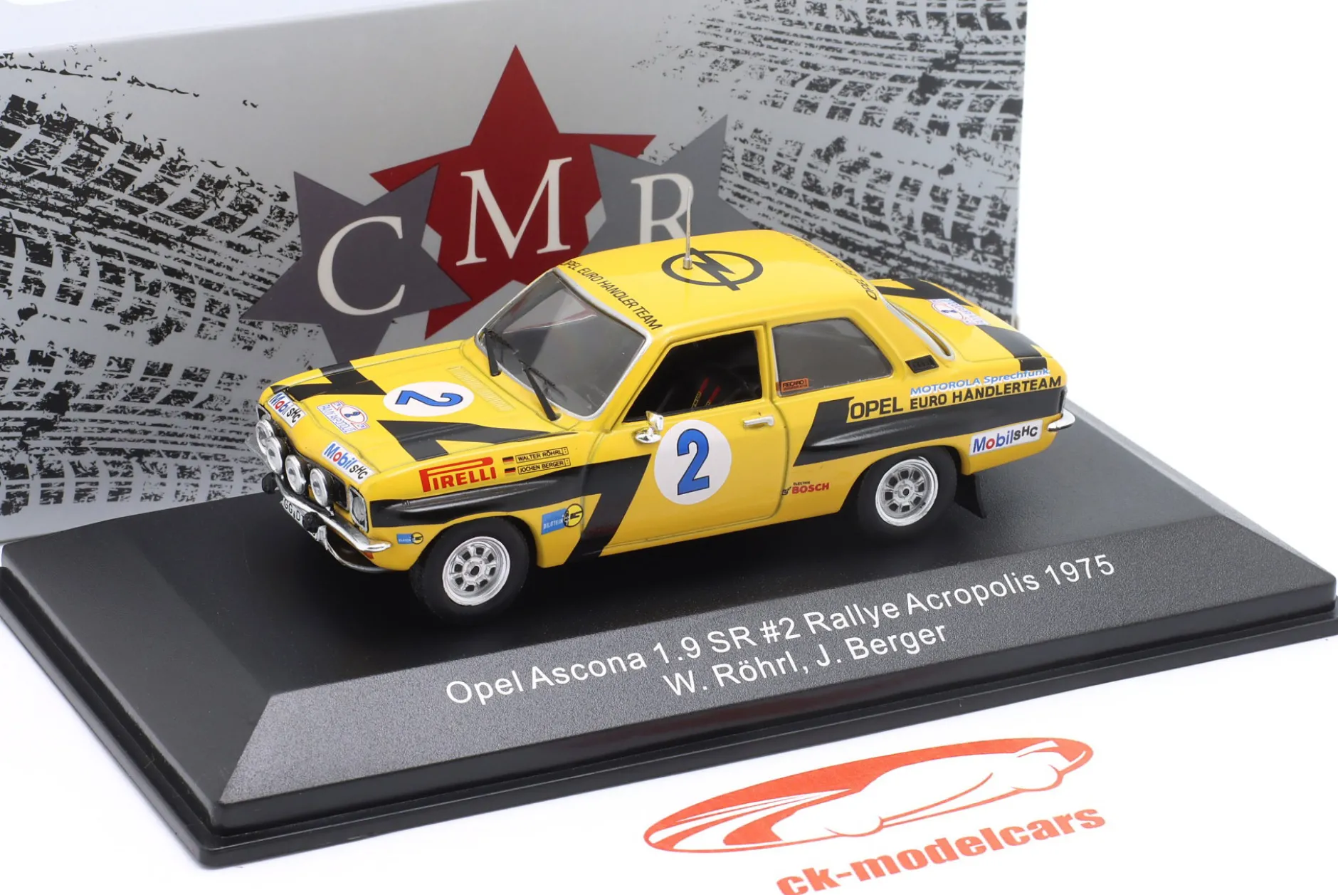 Opel Ascona 1.9 SR #2 Sieger Rallye Akropolis 1975 Röhrl, Berger 1:43 CMR