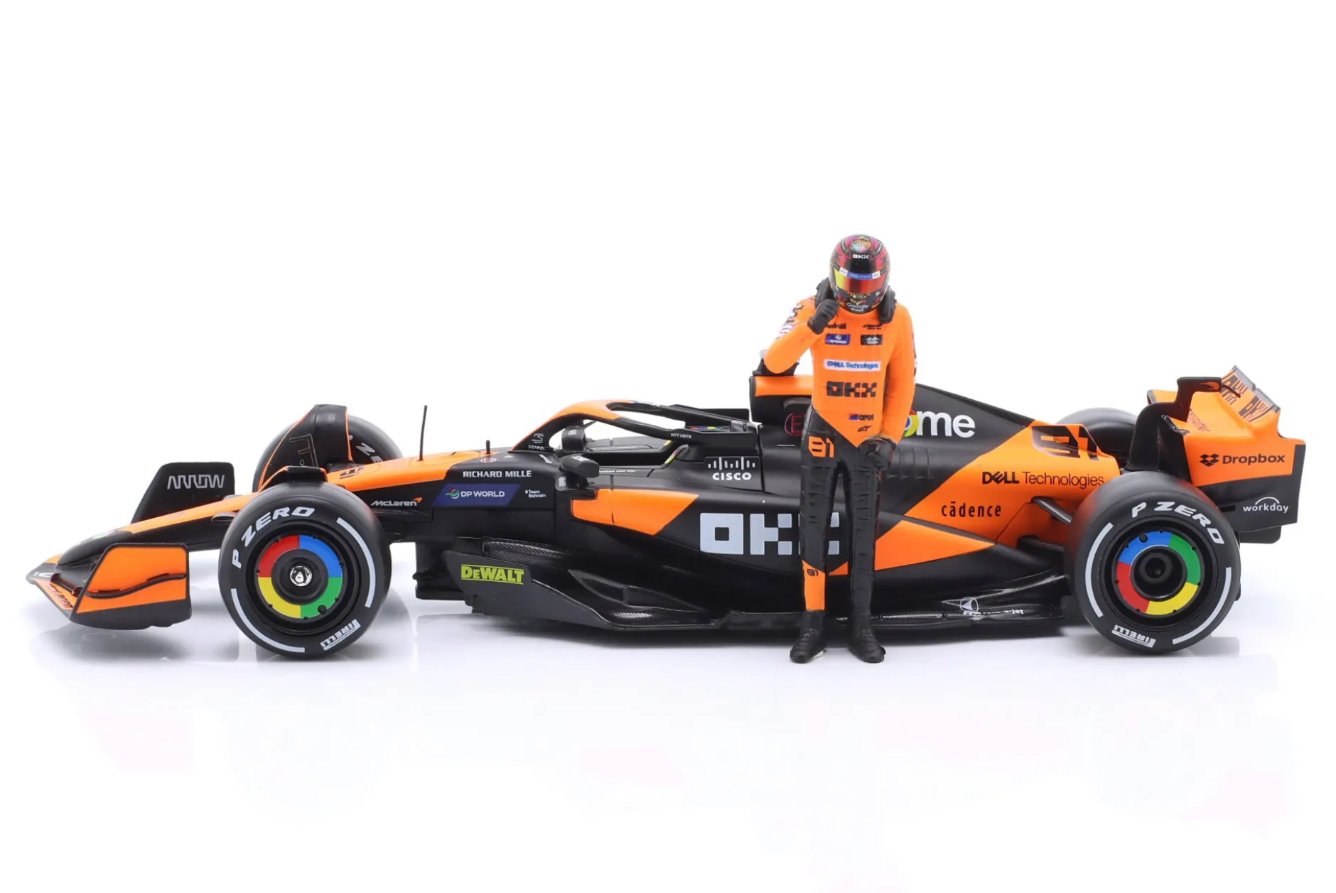 O. Piastri McLaren MCL38 #81 Miami GP Formel 1 2024 mit Figur 1:24 Bburago