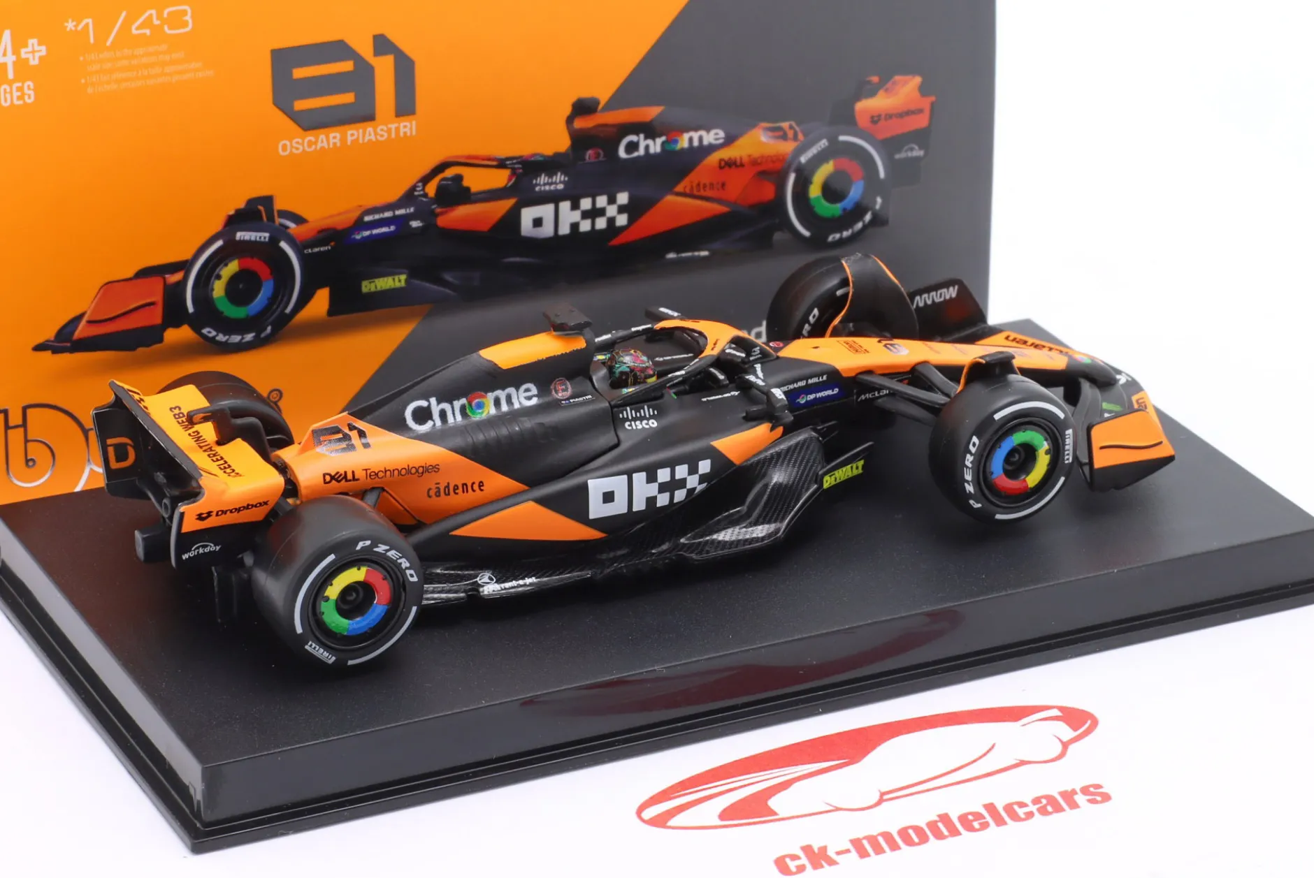 Oscar Piastri McLaren MCL38 #81 Miami GP Formel 1 2024 1:43 Bburago