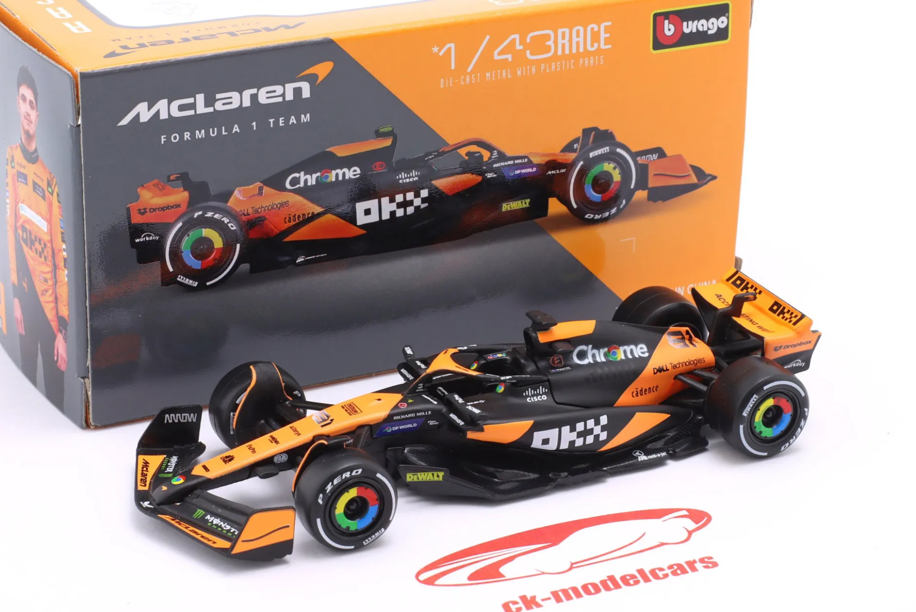 Oscar Piastri McLaren MCL38 #81 Miami GP Formel 1 2024 1:43 Bburago